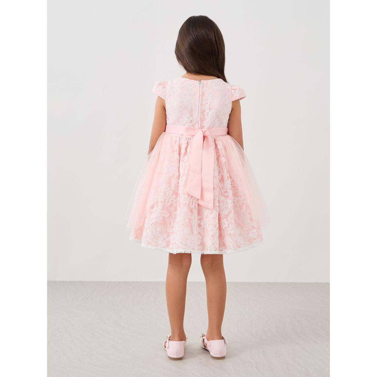 فستان منمق بتفاصيل دانتيل مع حافة واسعة-girls-clothing-dressesandjumpsuits-image-4