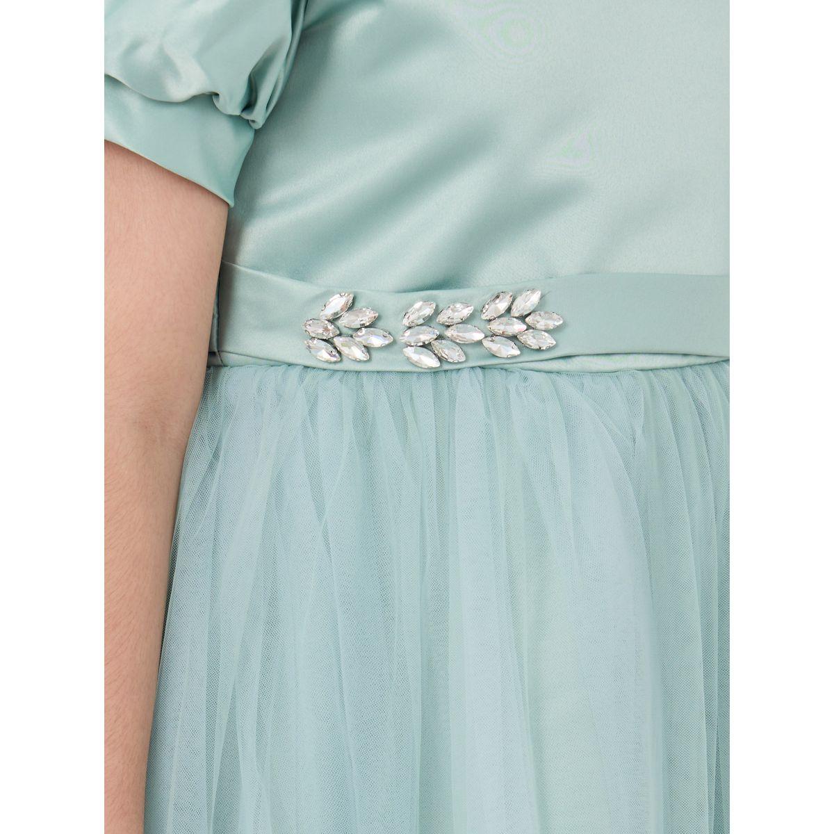 Styli Girls Embroidered Puff Sleeves Mesh Dress-girls-clothing-dressesandjumpsuits-image-3
