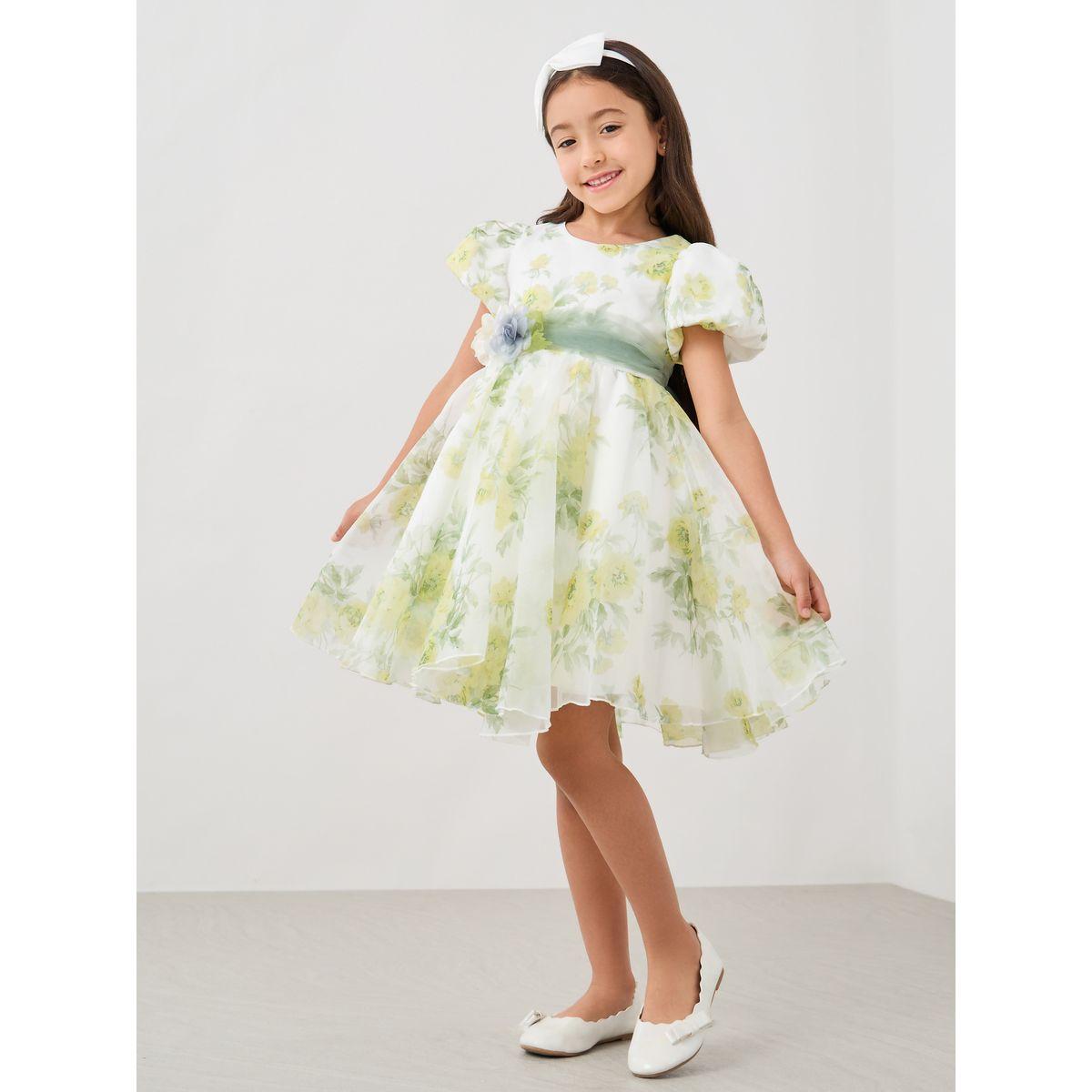 Styli Printed Organza Puff Sleeve Dress-girls-clothing-dressesandjumpsuits-image-1