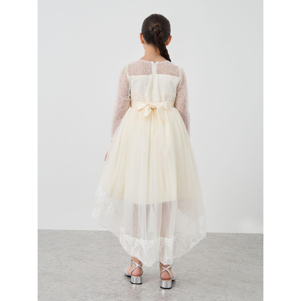 Styli Girls Off White Embroidered High Low Hem Mesh Dress-girls-clothing-dressesandjumpsuits-image-4