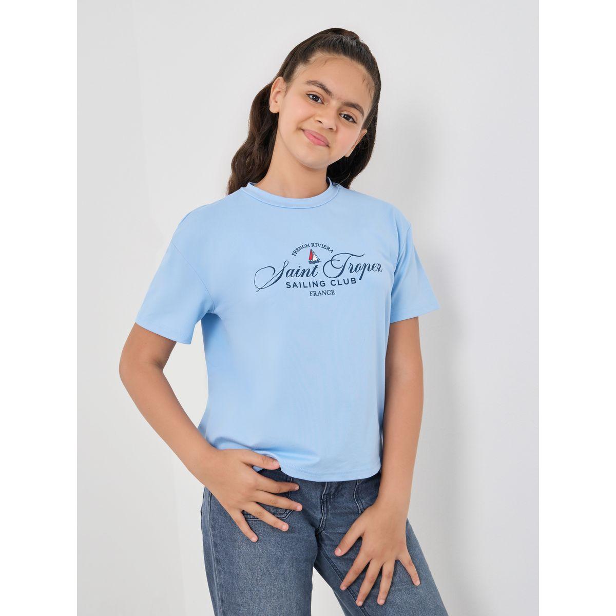 Styli Slogan Print Round Neck T-Shirt-girls-clothing-tshirts-image-1