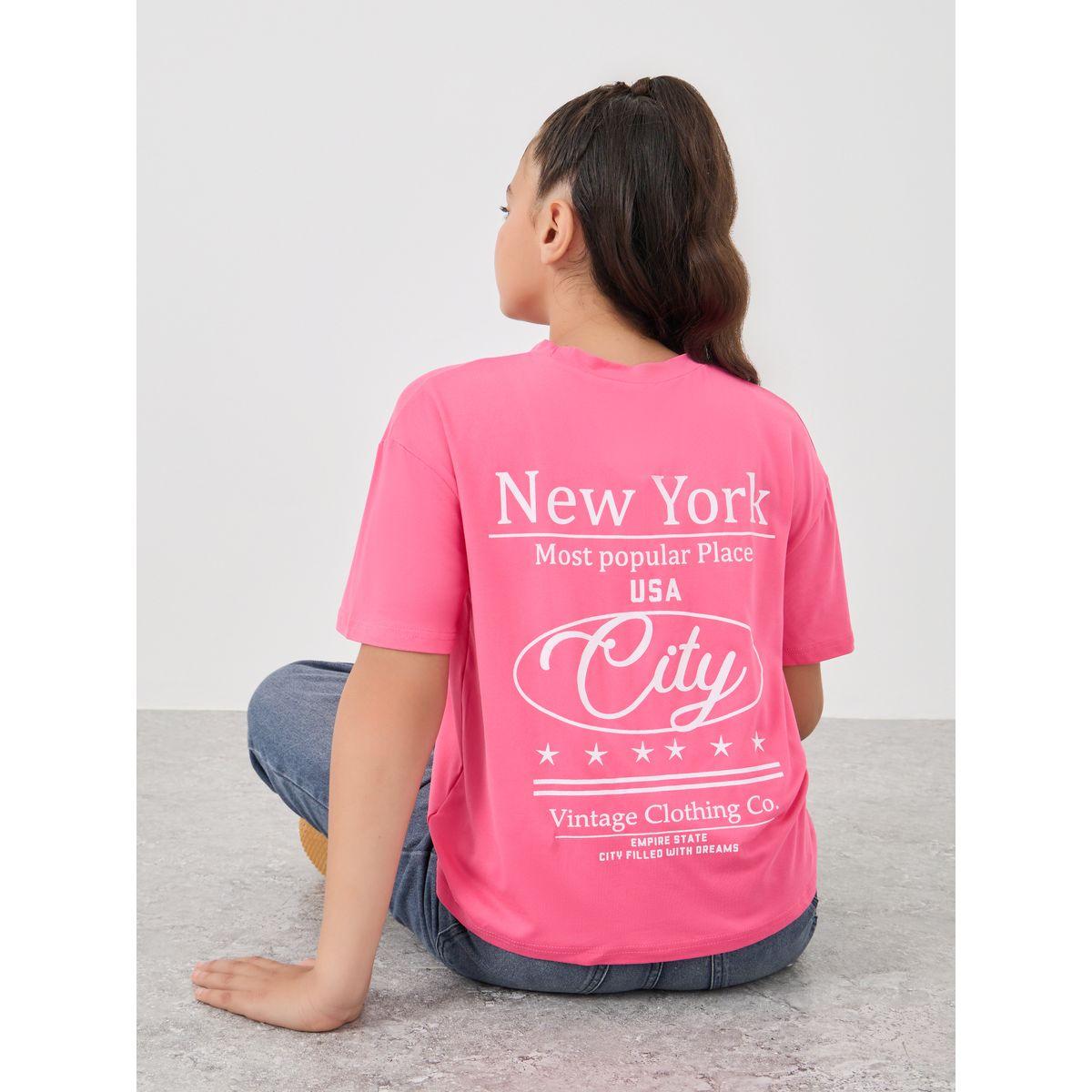 Styli Slogan Print Round Neck T-Shirt-girls-clothing-tshirts-image-1