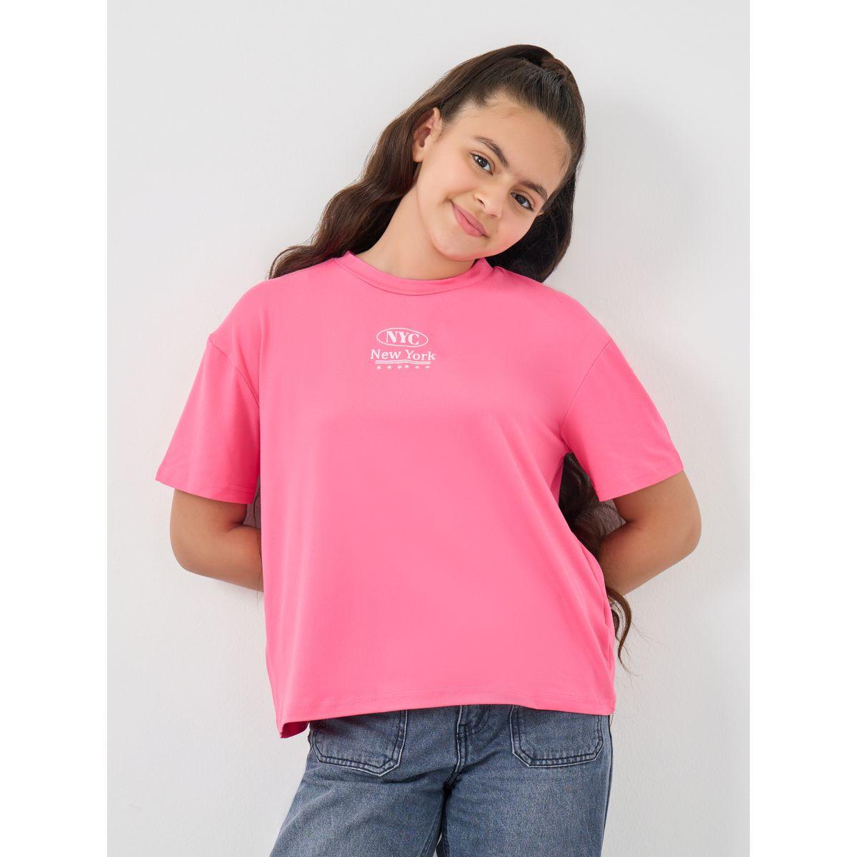 Styli Slogan Print Round Neck T-Shirt-girls-clothing-tshirts-image-2