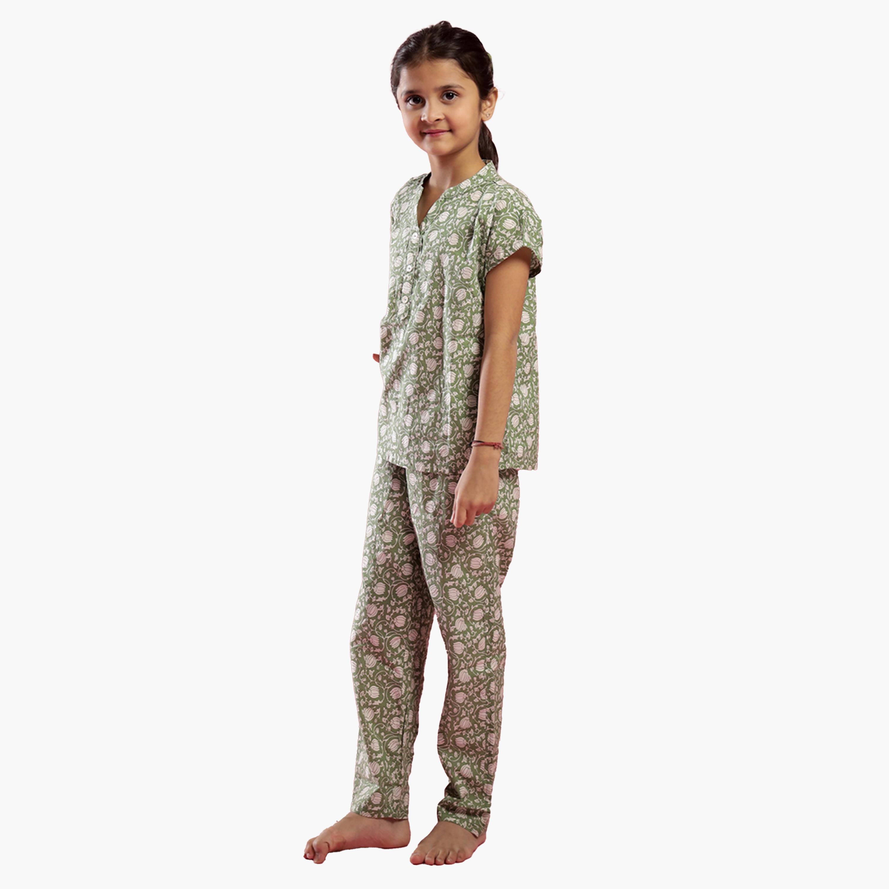 Sanskrutihomes X Styli Printed Pure Cotton Notch Neck Top and Pyjama Set-girls-clothing-nightwear-image-2
