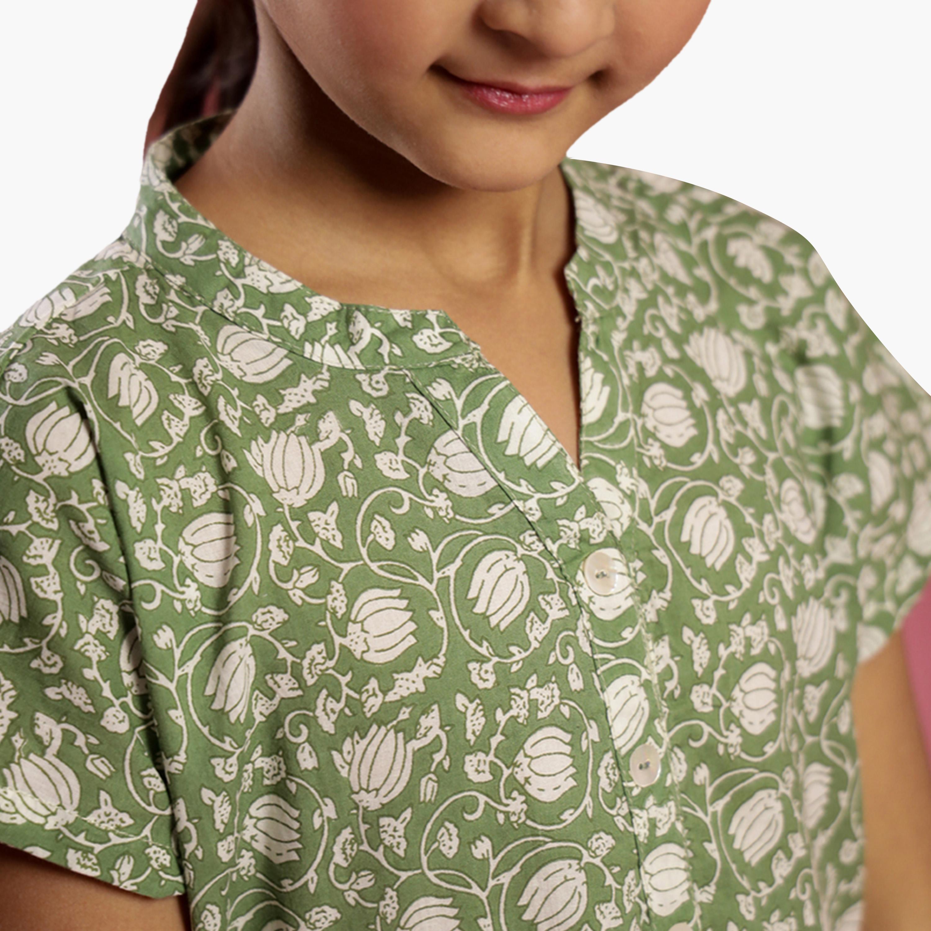 Sanskrutihomes X Styli Printed Pure Cotton Notch Neck Top and Pyjama Set-girls-clothing-nightwear-image-5