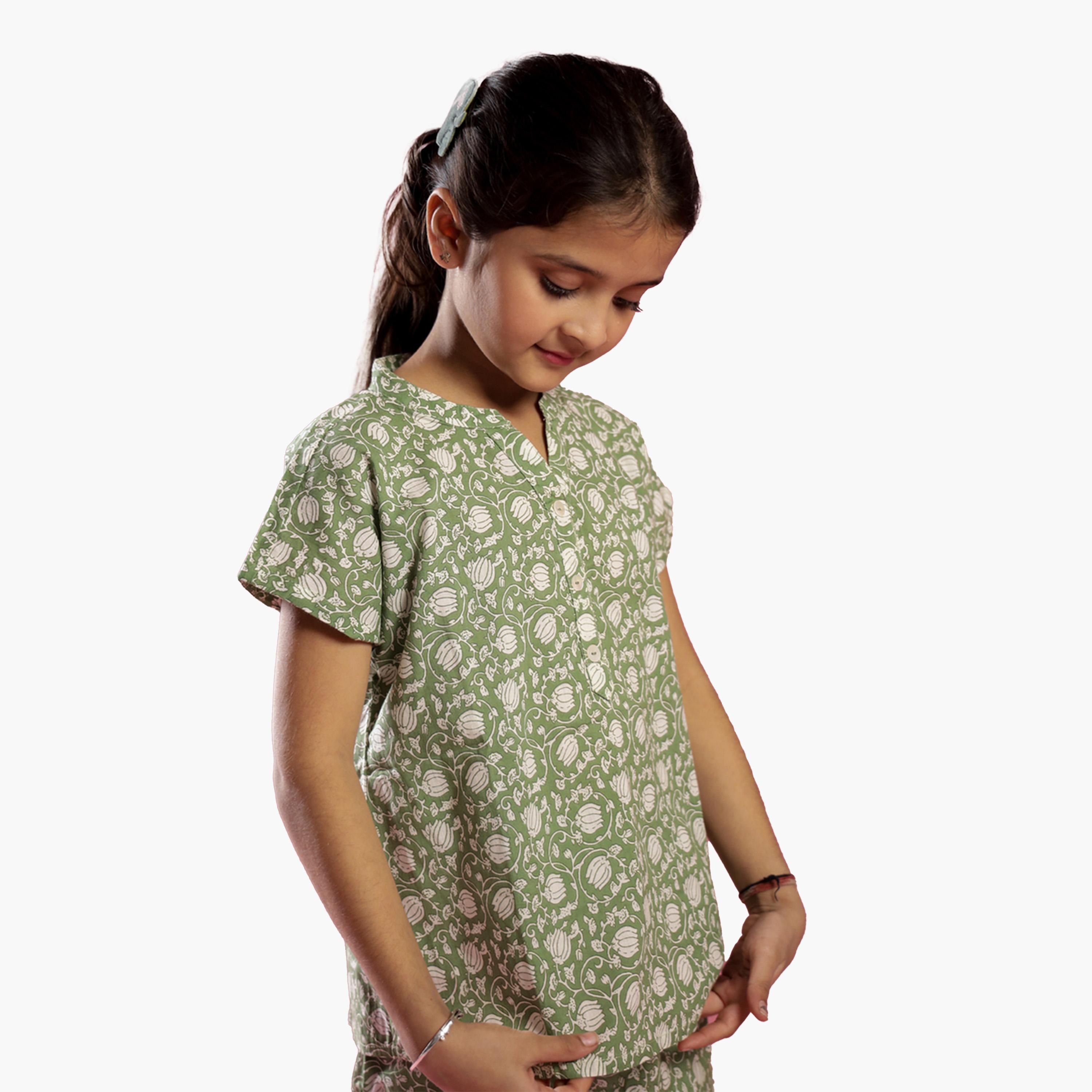 Sanskrutihomes X Styli Printed Pure Cotton Notch Neck Top and Pyjama Set-girls-clothing-nightwear-image-7