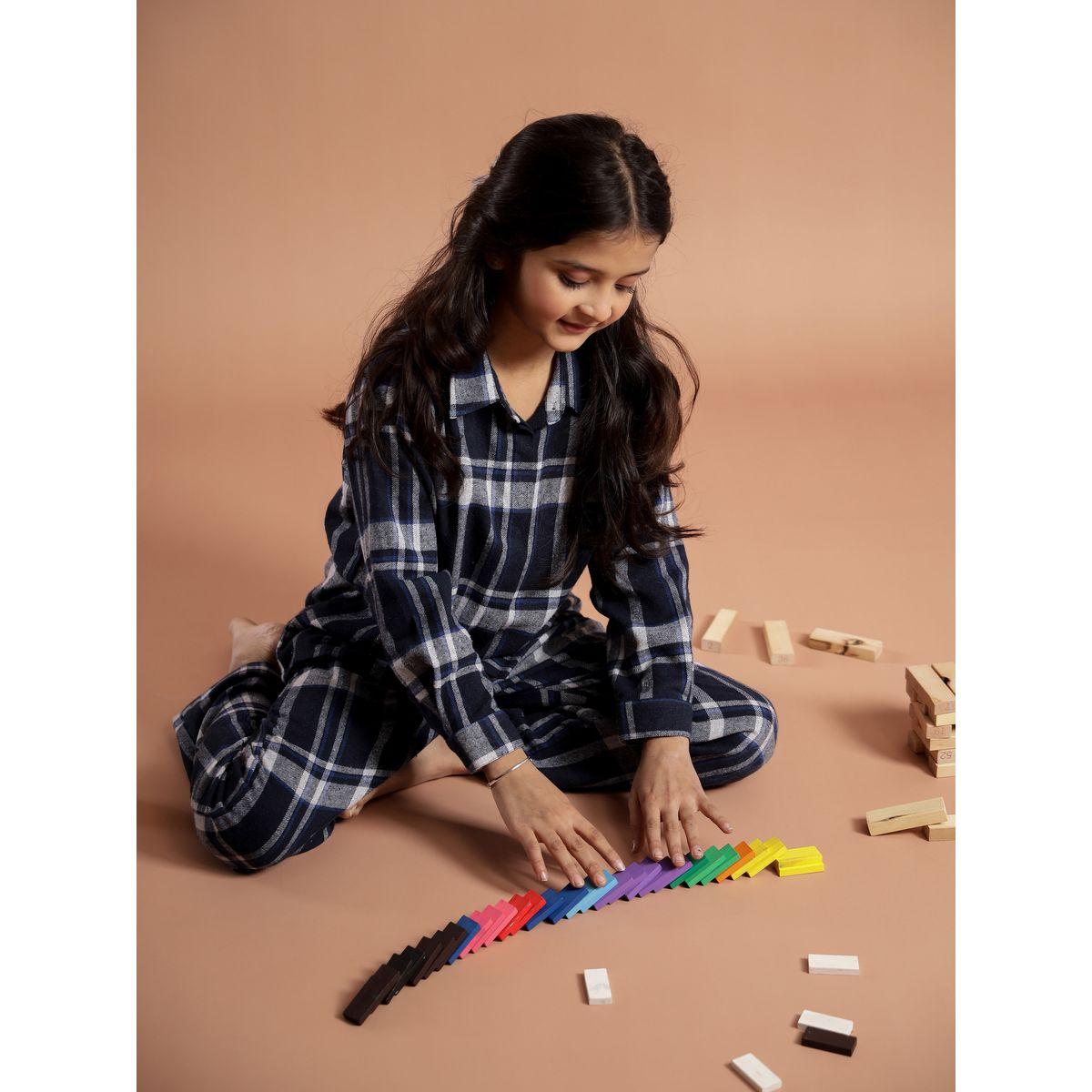 Sanskrutihomes Checked Pure Cotton Shirt and Pyjama Set-girls-clothing-nightwear-image-2