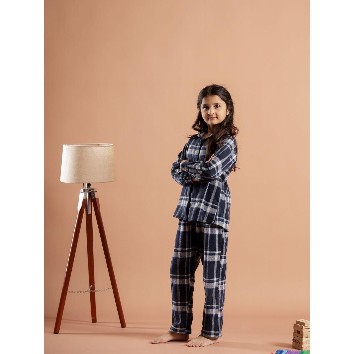 Sanskrutihomes Checked Pure Cotton Shirt and Pyjama Set-girls-clothing-nightwear-image-6