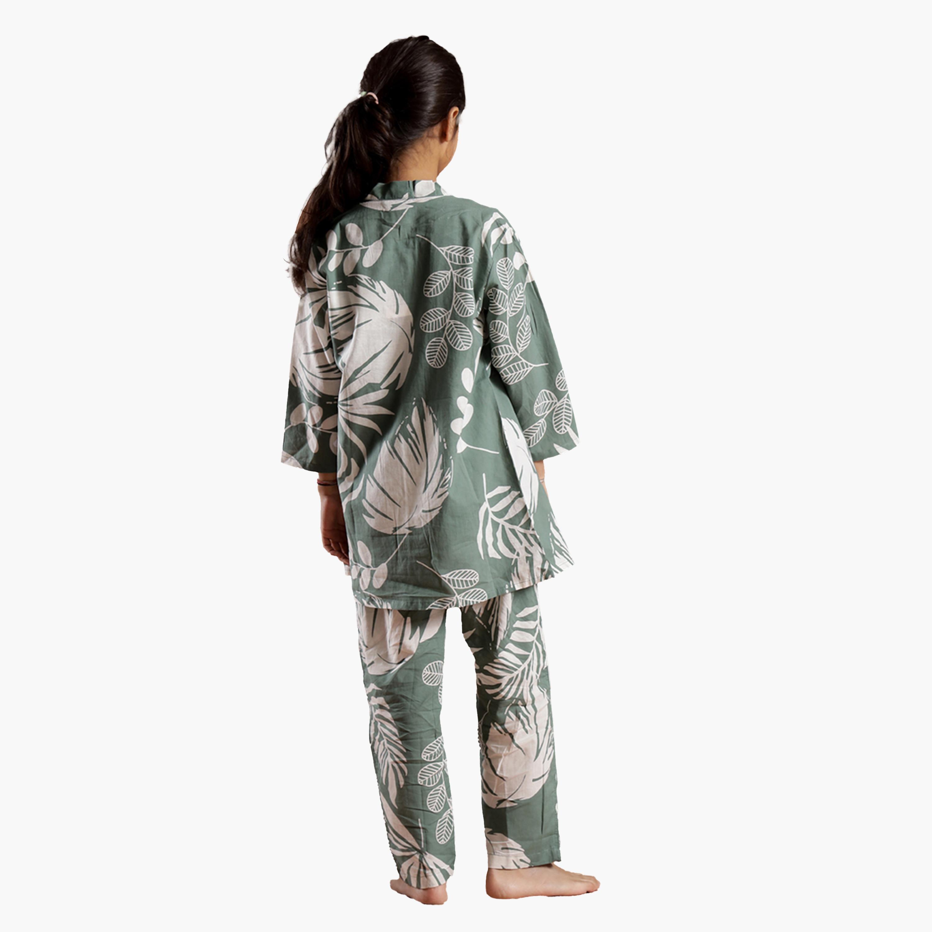 Sanskrutihomes X Styli Floral Printed Top with Robe and Pyjama Set-girls-clothing-nightwear-image-2