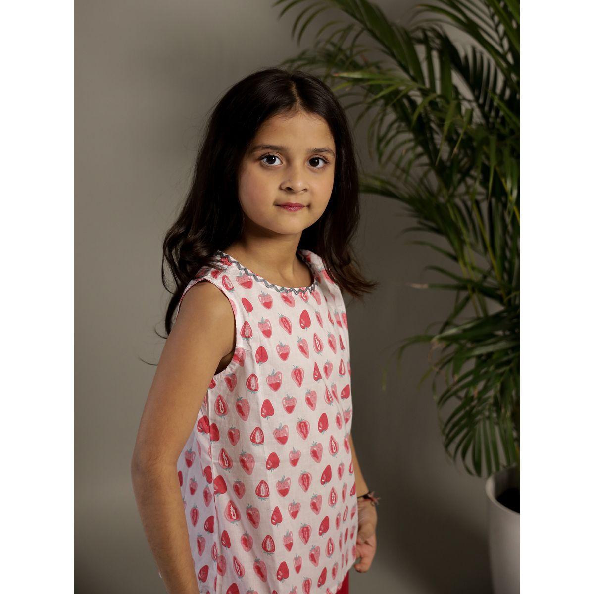 طقم من بنطال وبلوزة مطبعة بدون أكمام-girls-clothing-setsandcoords-image-1
