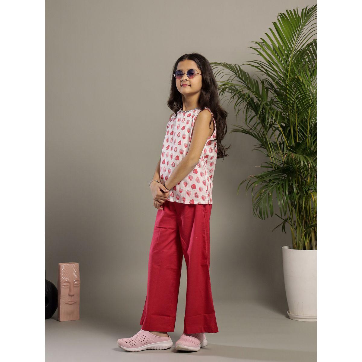 طقم من بنطال وبلوزة مطبعة بدون أكمام-girls-clothing-setsandcoords-image-4