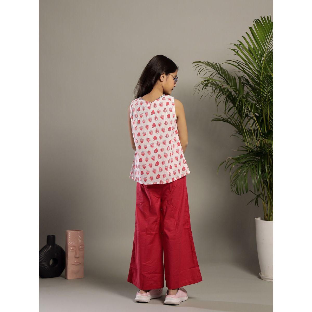 طقم من بنطال وبلوزة مطبعة بدون أكمام-girls-clothing-setsandcoords-image-7