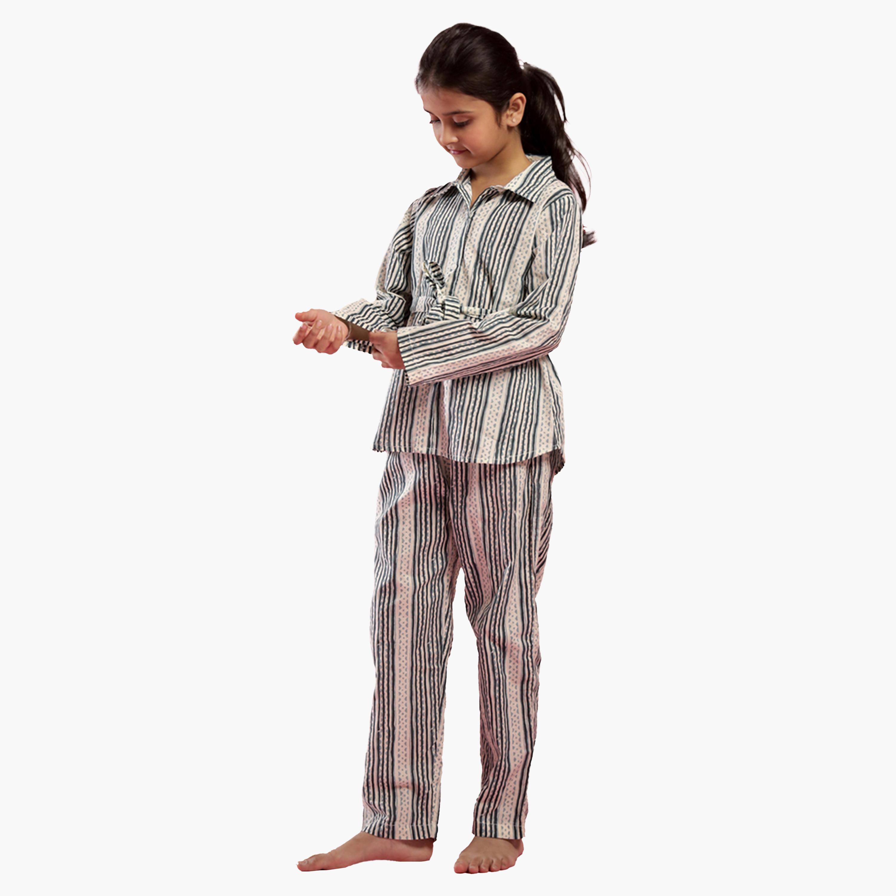 Sanskrutihomes X Styli Striped Collared Shirt and Trousers Set-girls-clothing-setsandcoords-image-3