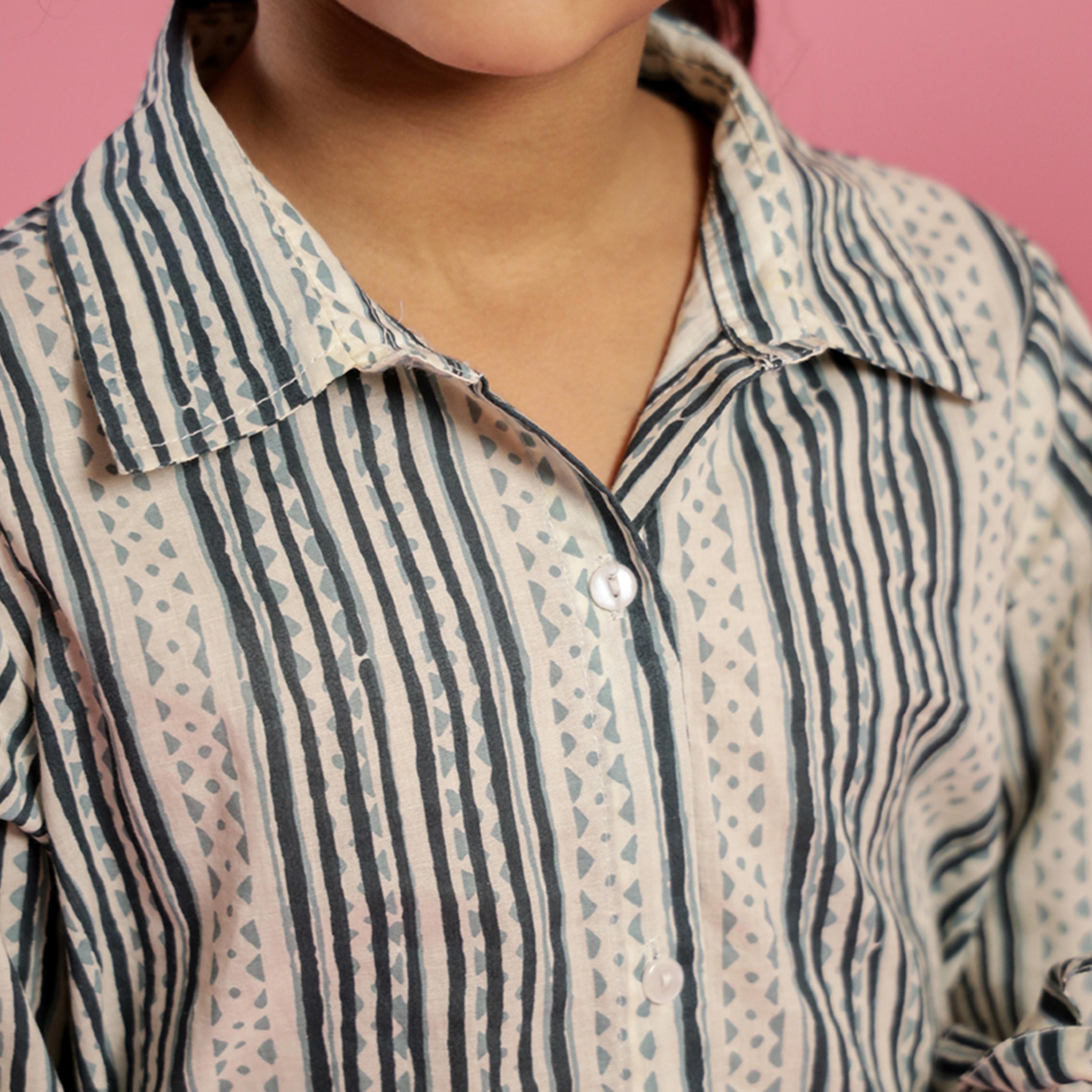 Sanskrutihomes X Styli Striped Collared Shirt and Trousers Set-girls-clothing-setsandcoords-image-5