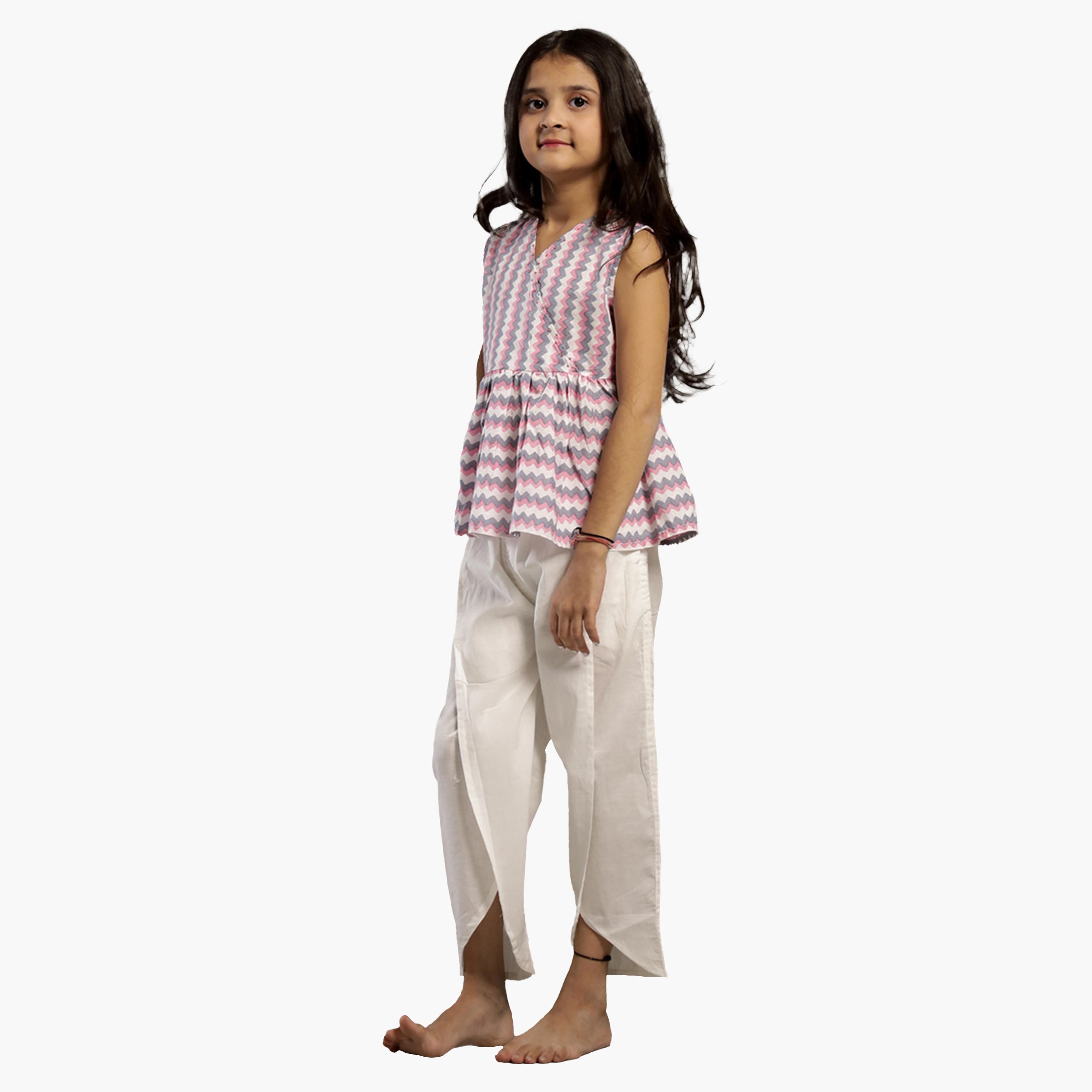Sanskrutihomes X Styli Striped V-Neck Sleeveless Top and Trousers Set-girls-clothing-setsandcoords-image-2