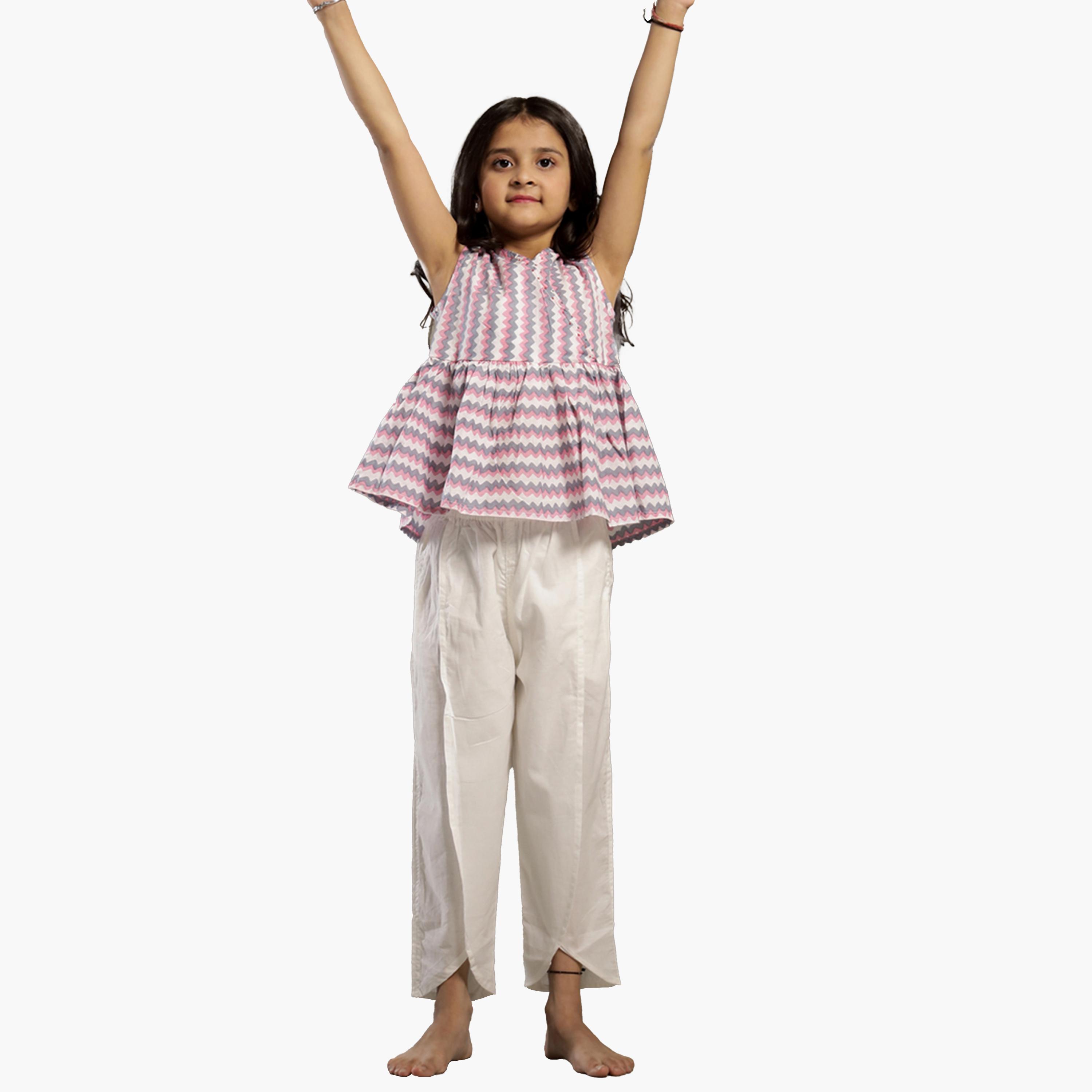 Sanskrutihomes X Styli Striped V-Neck Sleeveless Top and Trousers Set-girls-clothing-setsandcoords-image-3