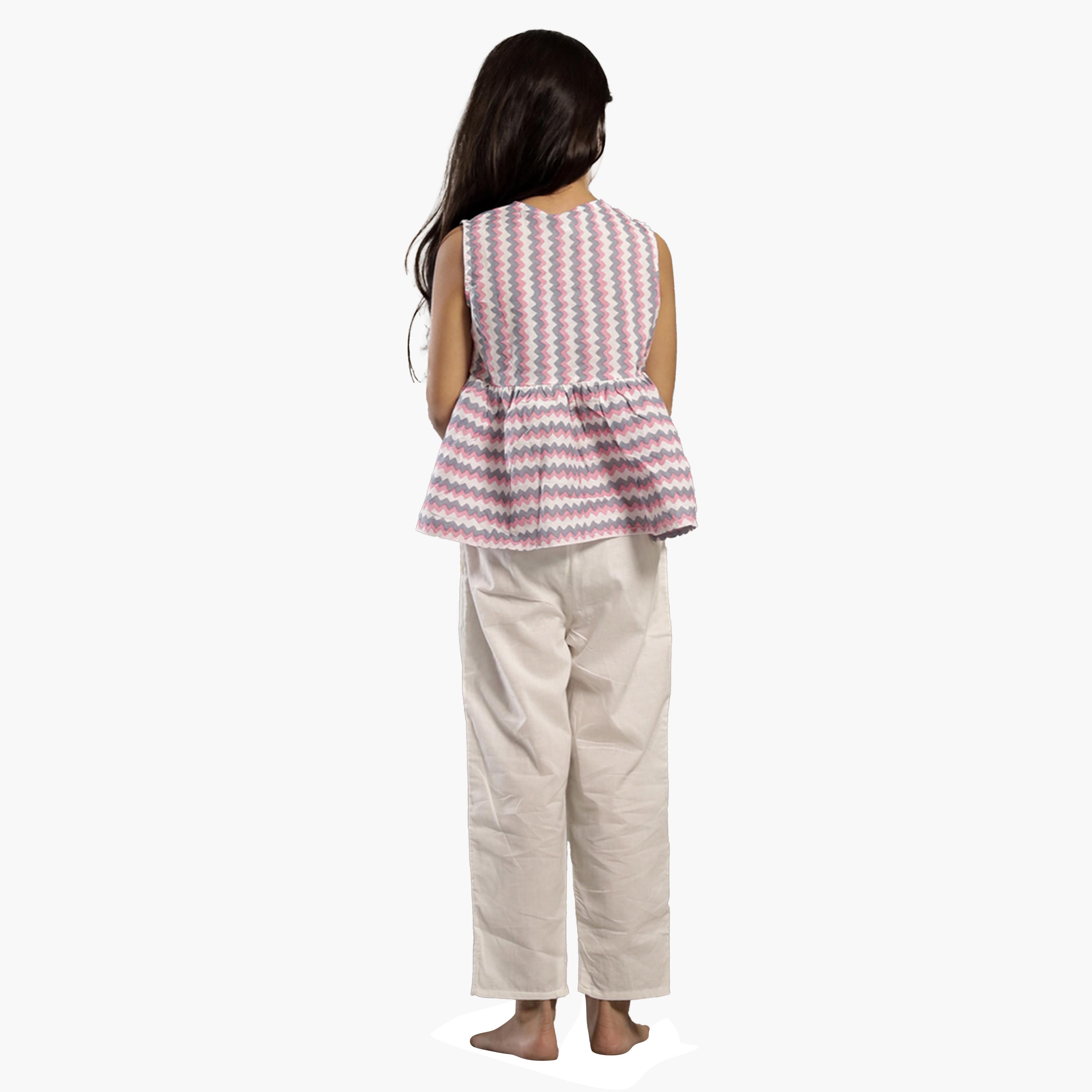 Sanskrutihomes X Styli Striped V-Neck Sleeveless Top and Trousers Set-girls-clothing-setsandcoords-image-5