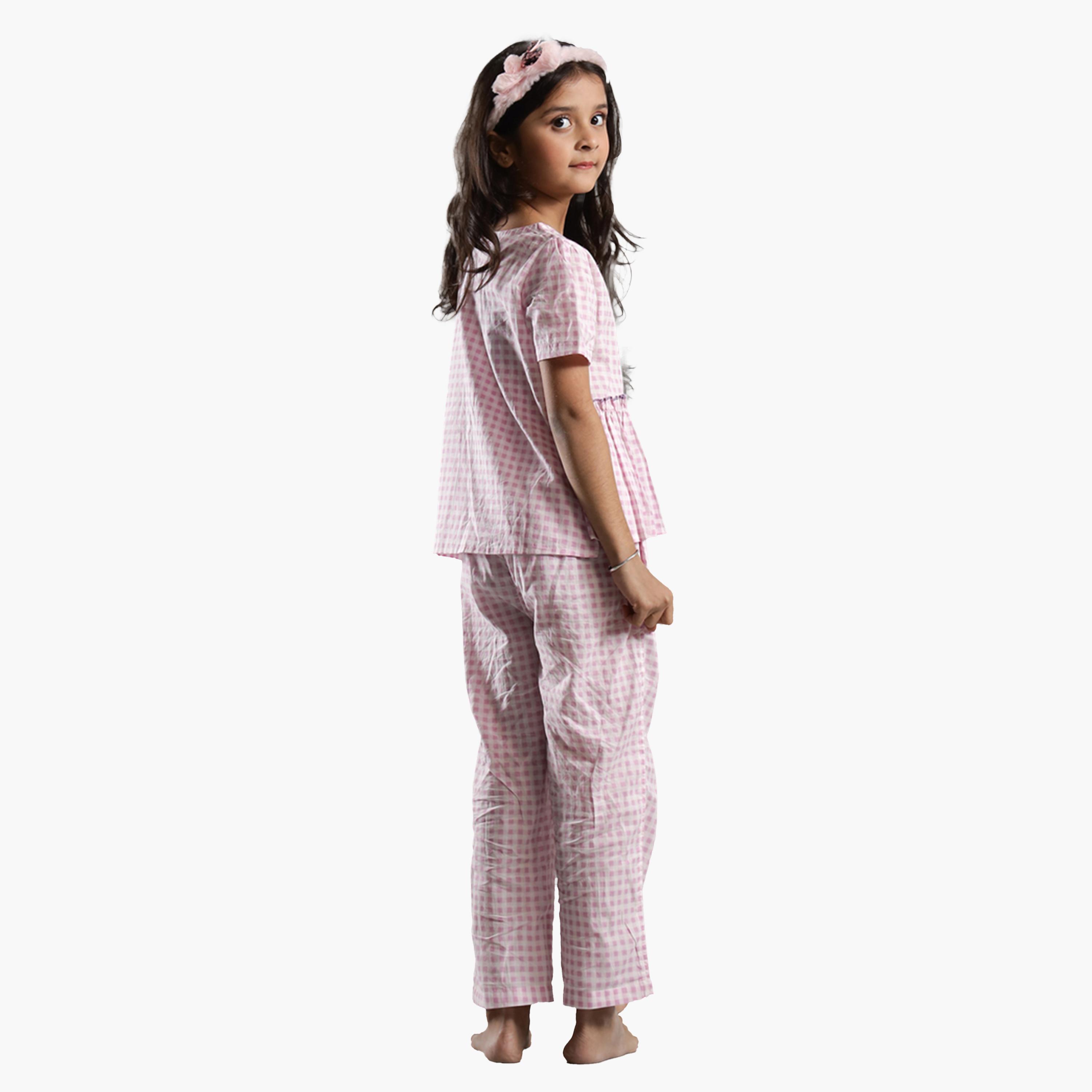 Sanskrutihomes X Styli Checked Embroidered Top and Pants Set-girls-clothing-setsandcoords-image-3