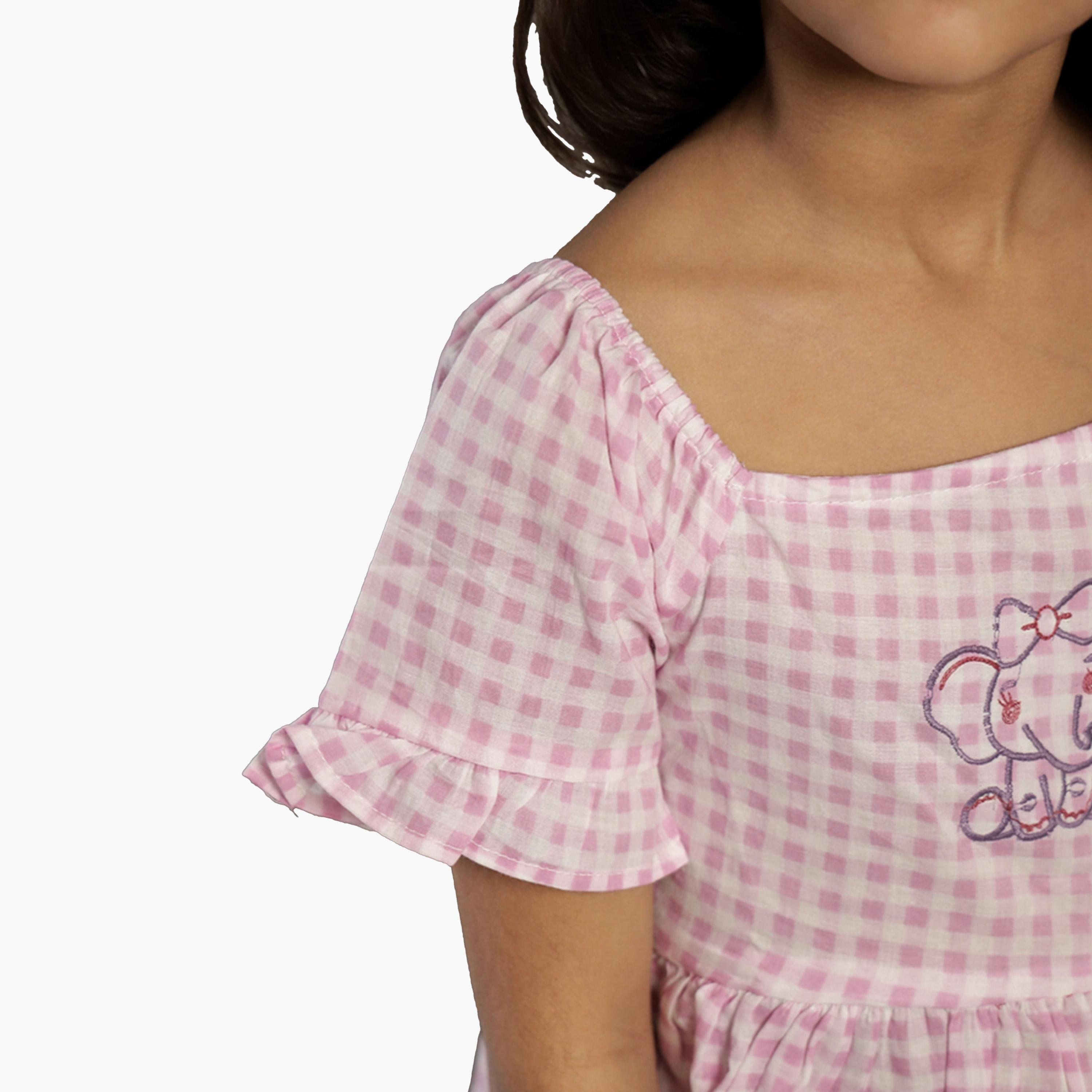 Sanskrutihomes X Styli Checked Embroidered Top and Pants Set-girls-clothing-setsandcoords-image-6