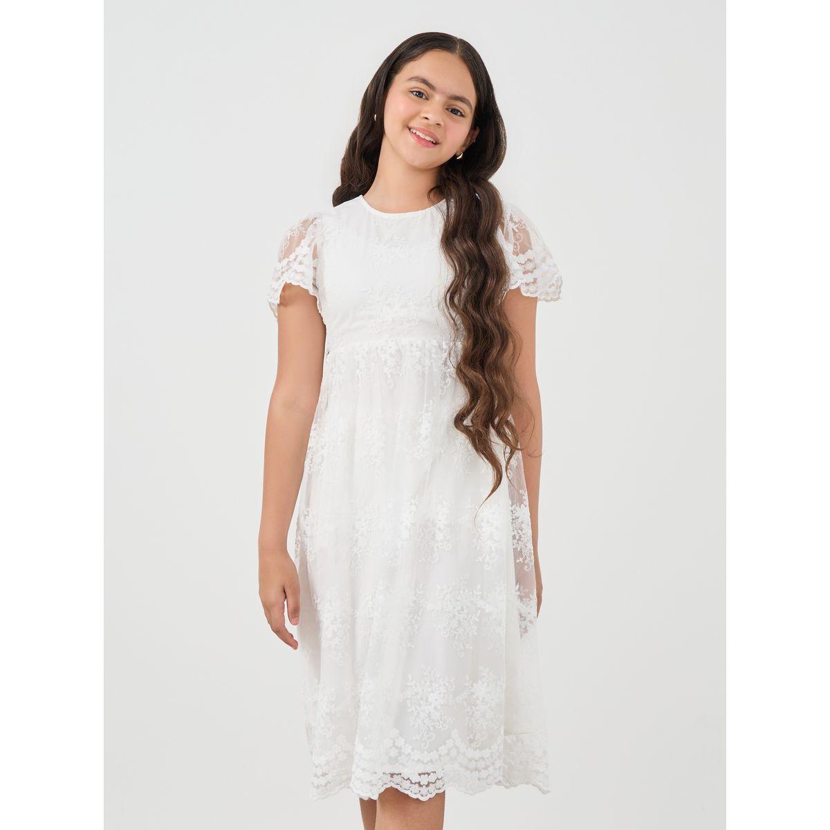 فستان ميدي بتفاصيل دانتيل وياقة دائرية-girls-clothing-dressesandjumpsuits-image-2