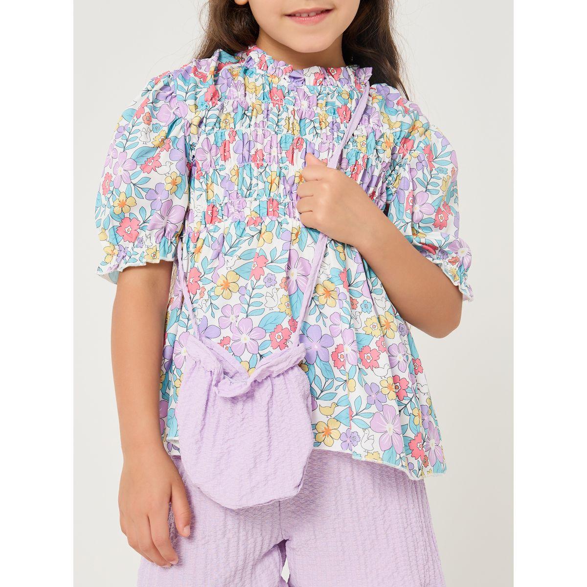 مجموعة من شورت وبلوزة بتفاصيل بارزة الملمس-girls-clothing-setsandcoords-image-3