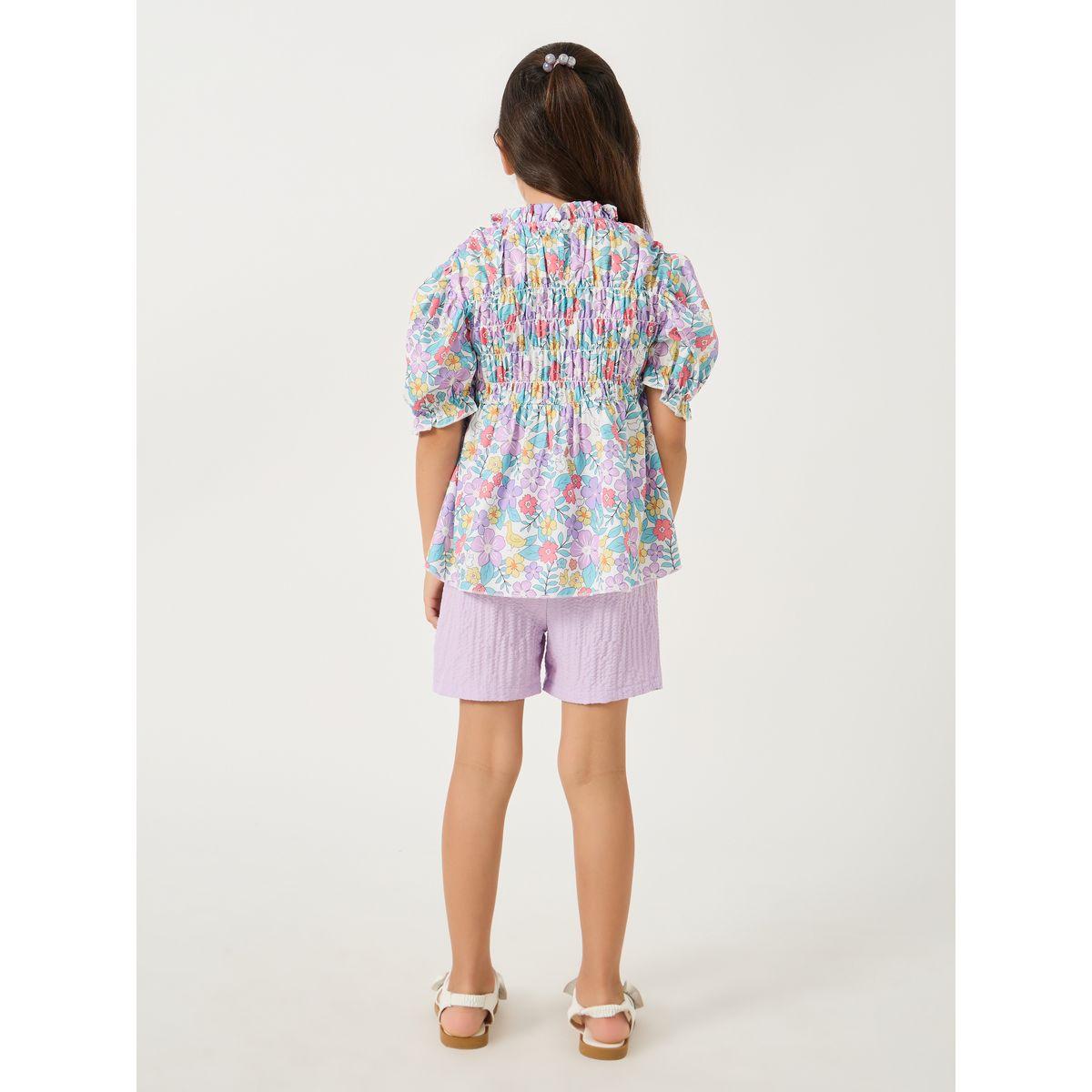 مجموعة من شورت وبلوزة بتفاصيل بارزة الملمس-girls-clothing-setsandcoords-image-5