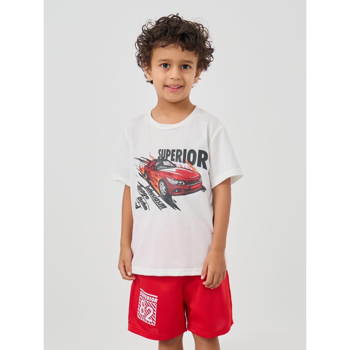 Styli Graphic Print Round Neck T-Shirt and Shorts Set-boys-clothing-setsandcoords-image-2
