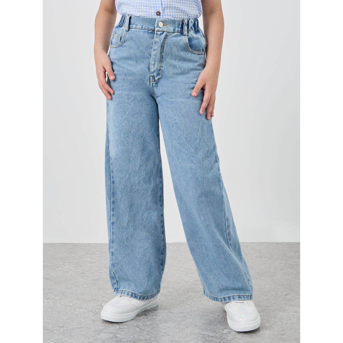 Styli Wide Leg Jeans with Pockets-girls-clothing-bottoms-jeansandjeggings-image-1
