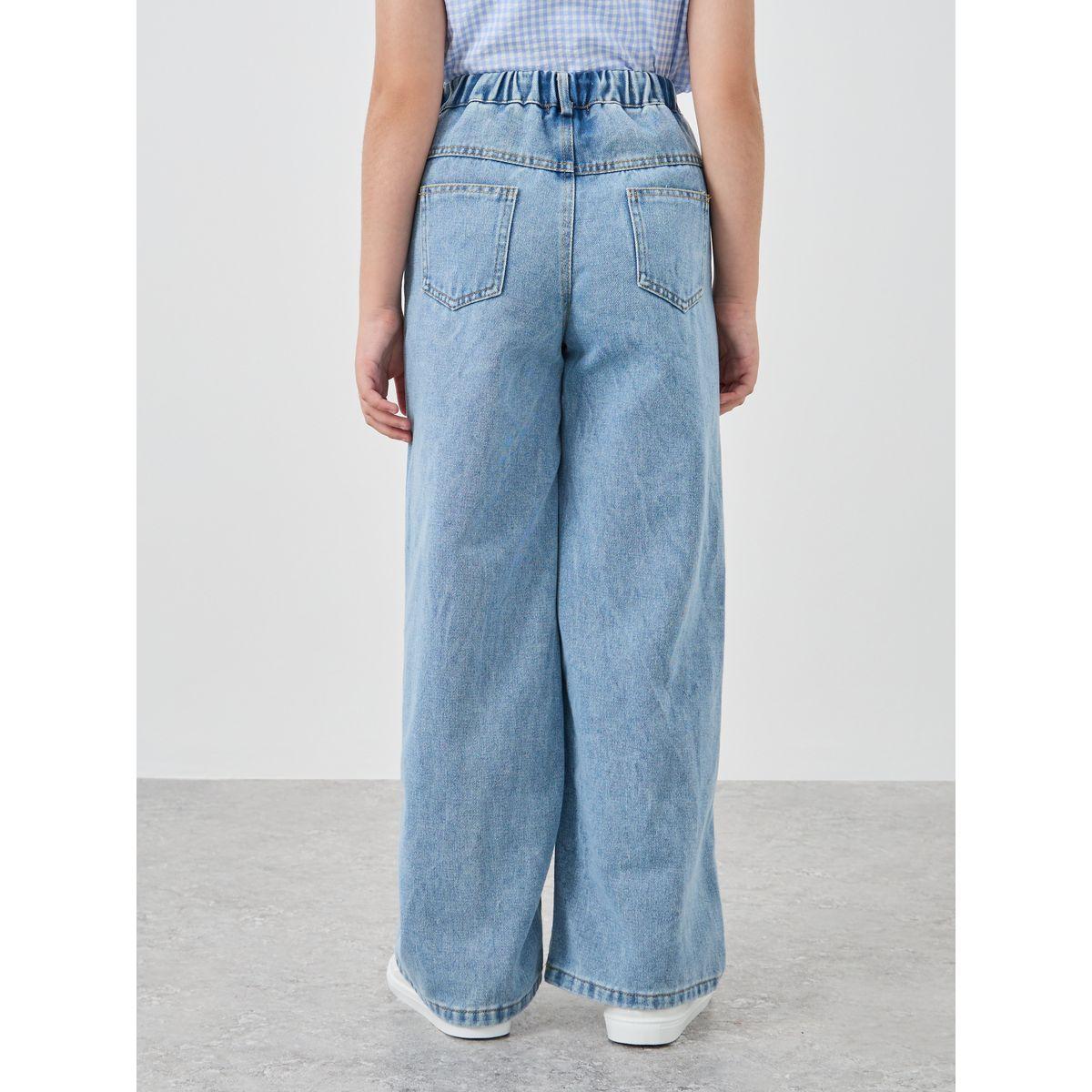 Styli Wide Leg Jeans with Pockets-girls-clothing-bottoms-jeansandjeggings-image-4