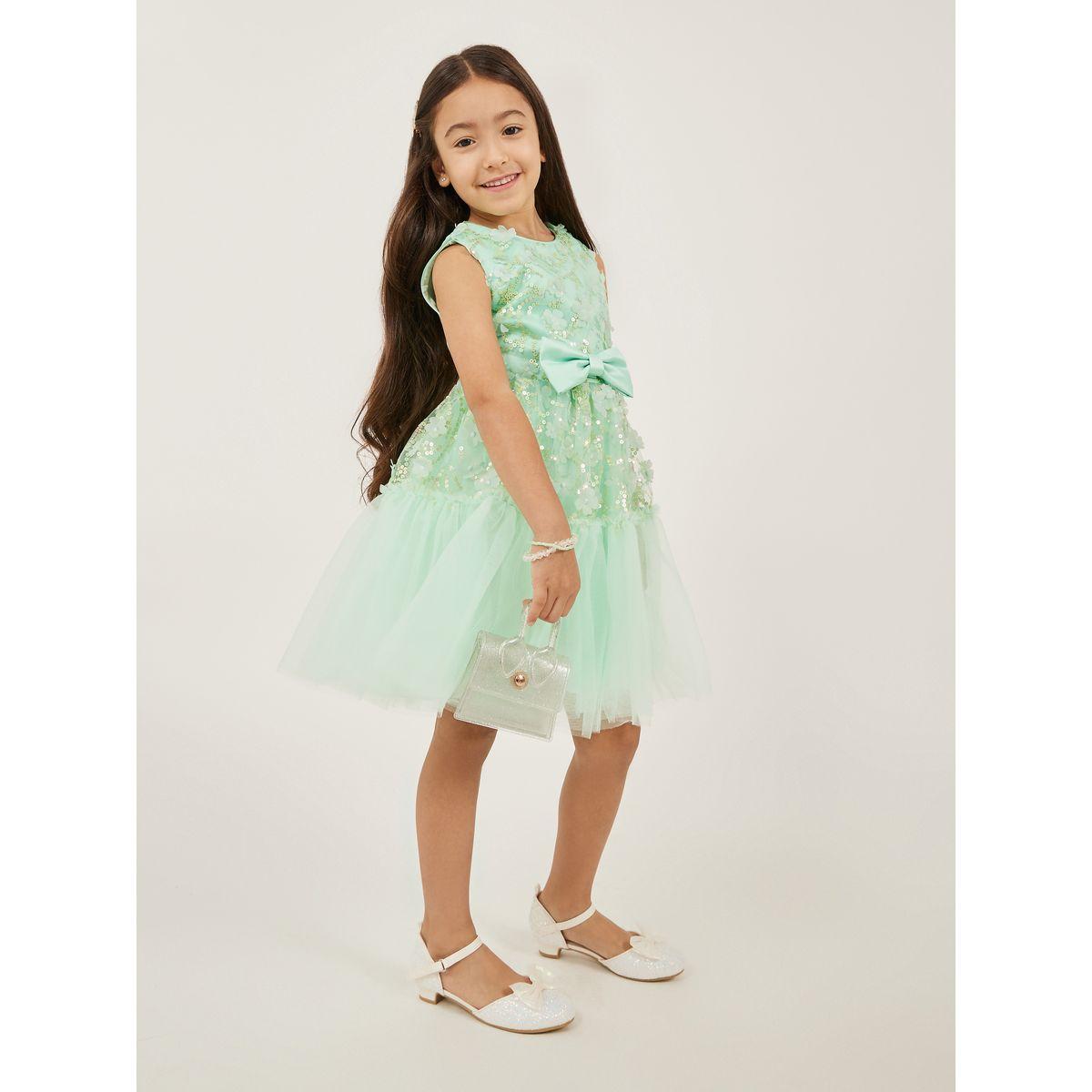 Styli Embellished Round Neck Fit and Flare Dress with Bow Detail-girls-clothing-dressesandjumpsuits-image-1