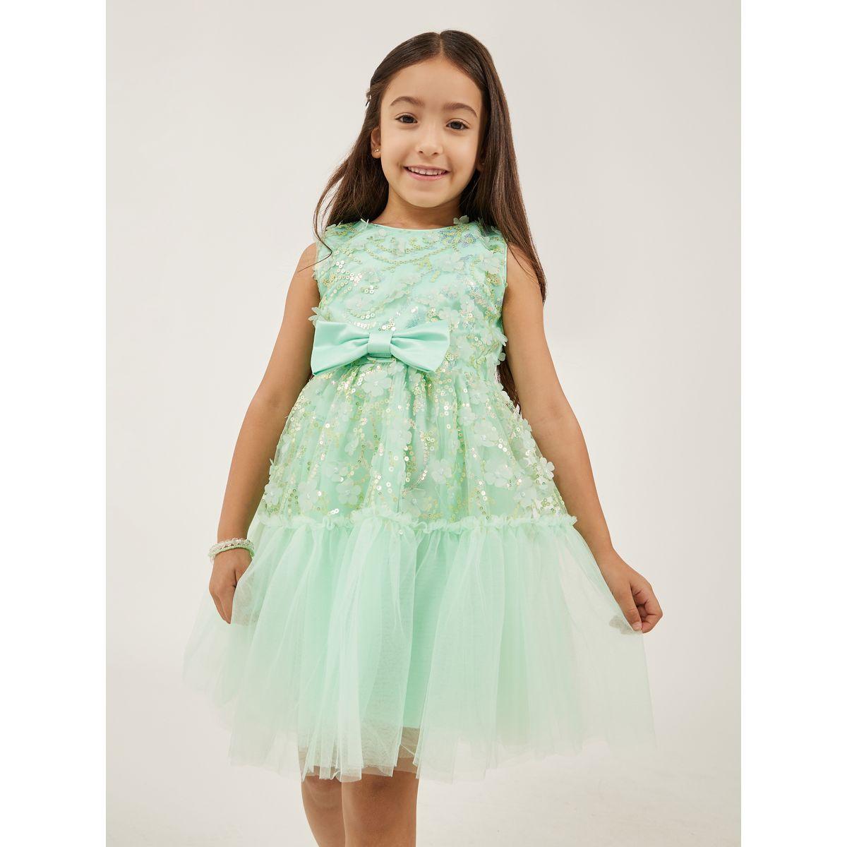 فستان بخصر ضيق وحافة واسعة مع ياقة دائرية-girls-clothing-dressesandjumpsuits-image-2