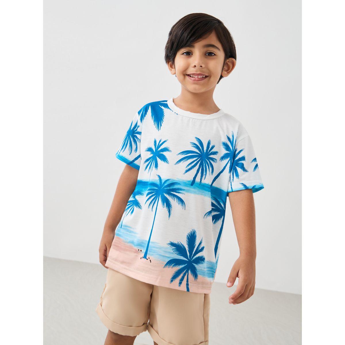 Styli Graphic Print Round Neck T-Shirt and Shorts Set-boys-clothing-setsandcoords-image-2