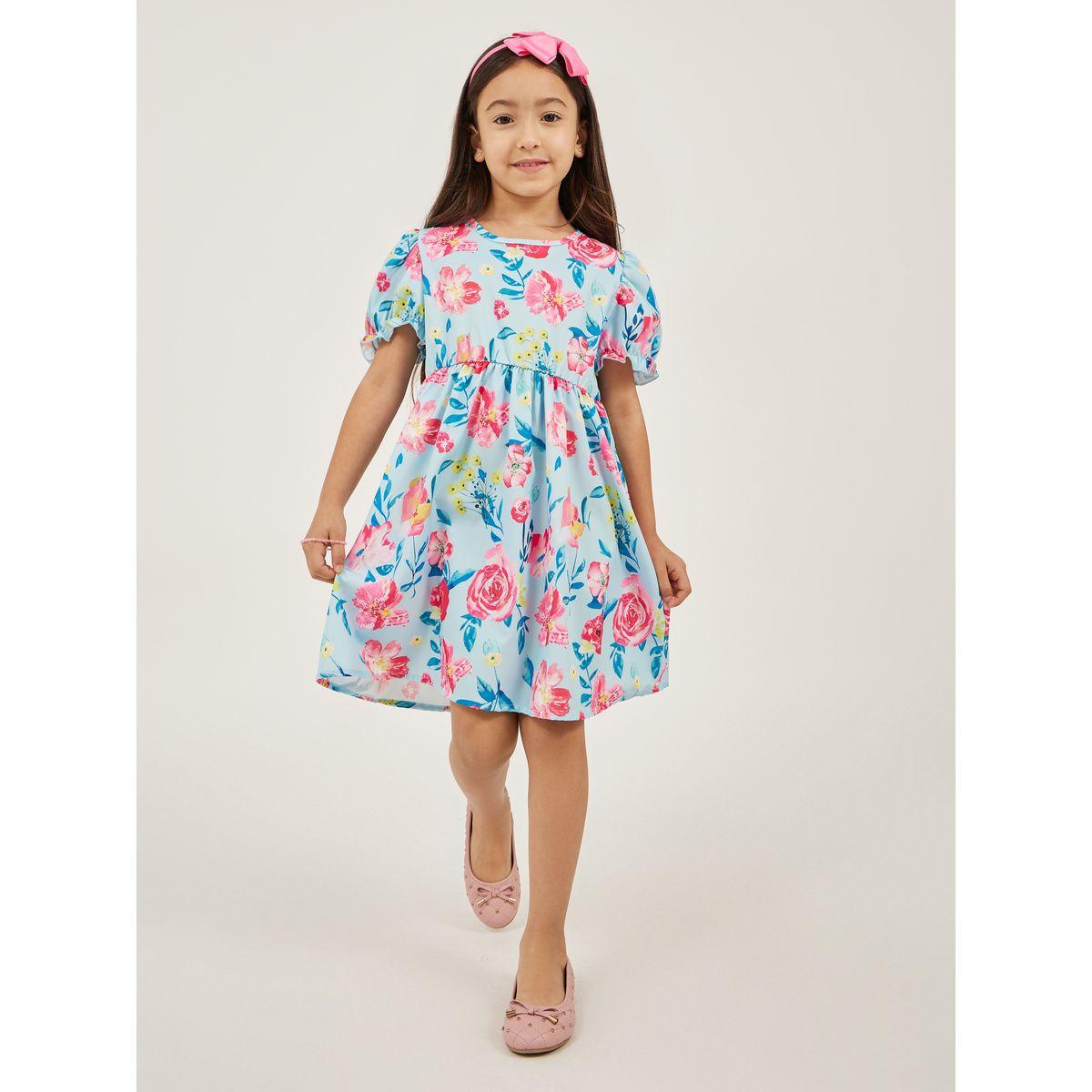 فستان مطبع بزهور مع أكمام منفوخة-girls-clothing-dressesandjumpsuits-image-1