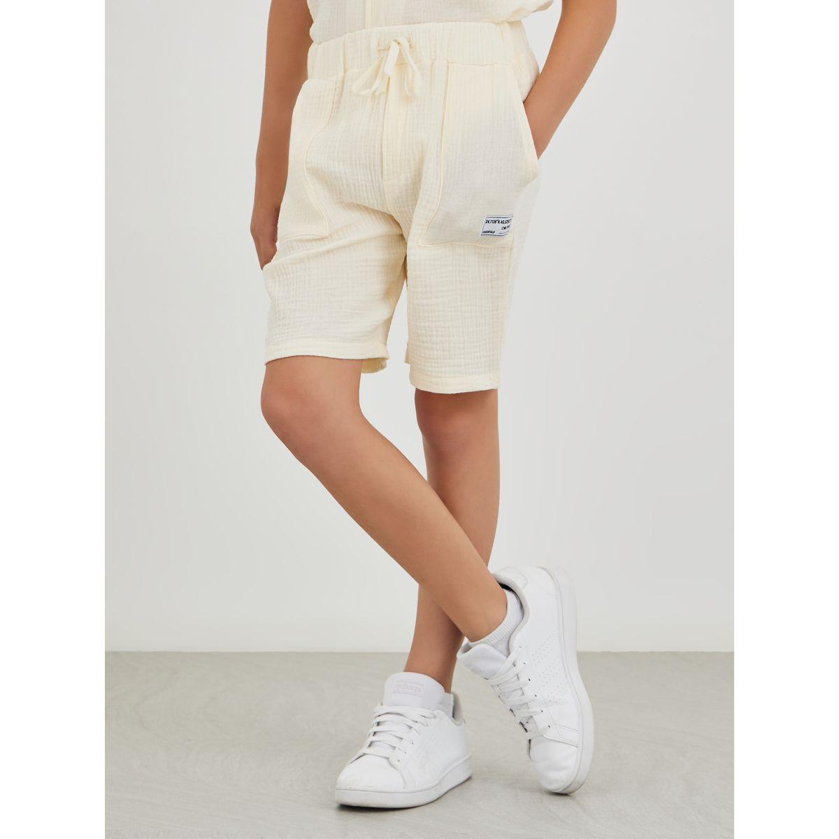 Styli Regular Fit Badge Detail Shorts with Drawstring-boys-clothing-bottoms-shorts-image-1