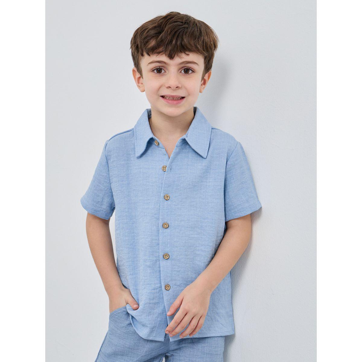 Styli Buttoned Short Sleeve Linen Shirt-boys-clothing-shirts-image-1