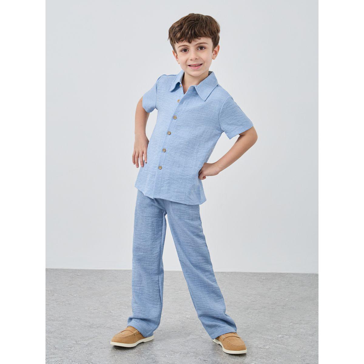 Styli Buttoned Short Sleeve Linen Shirt-boys-clothing-shirts-image-2