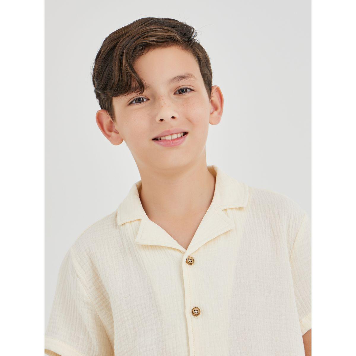 Styli Textured Buttoned Short Sleeve Shirt-boys-clothing-shirts-image-3