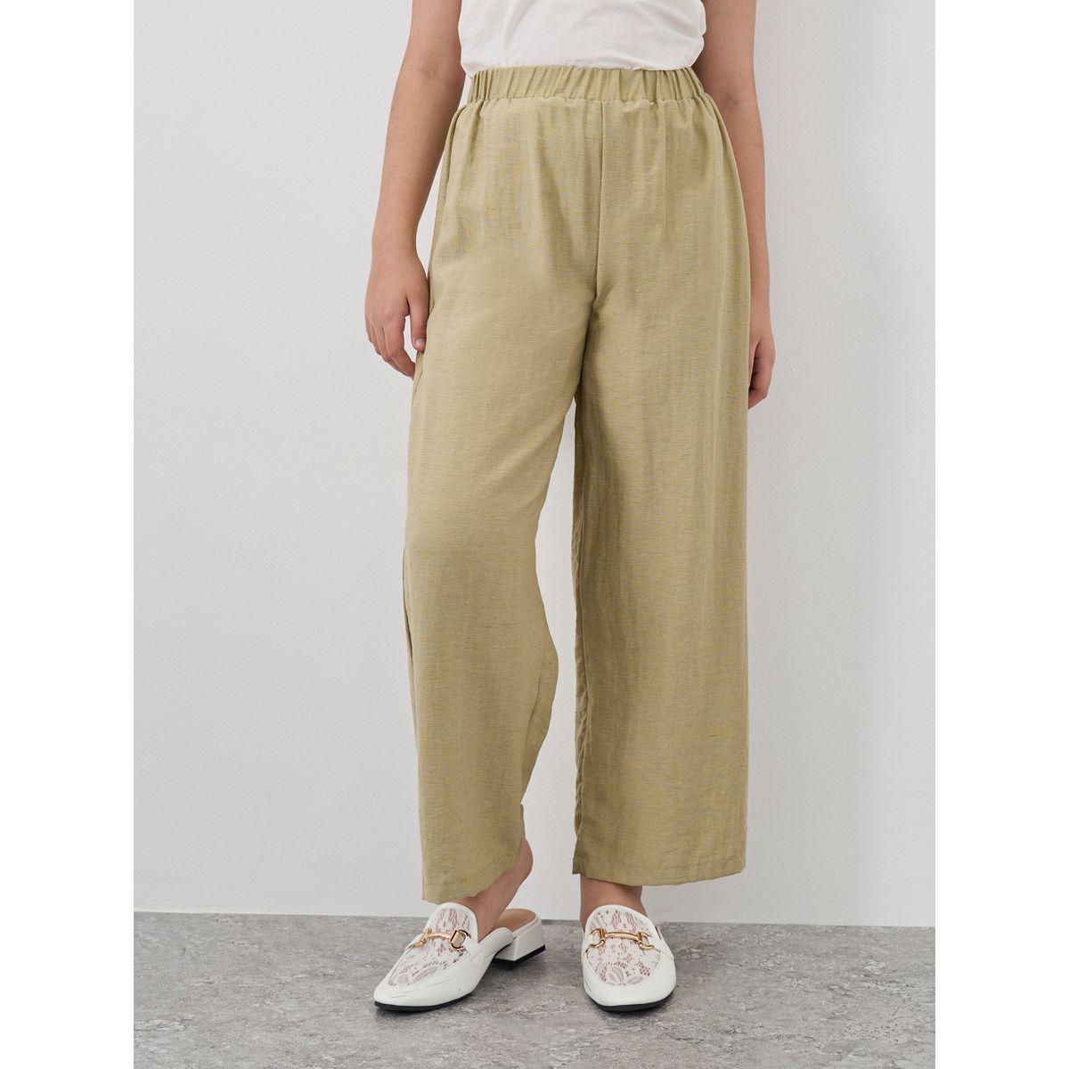 بنطال بقصة مريحة وخصر مطاطي-girls-clothing-bottoms-trousers-image-1