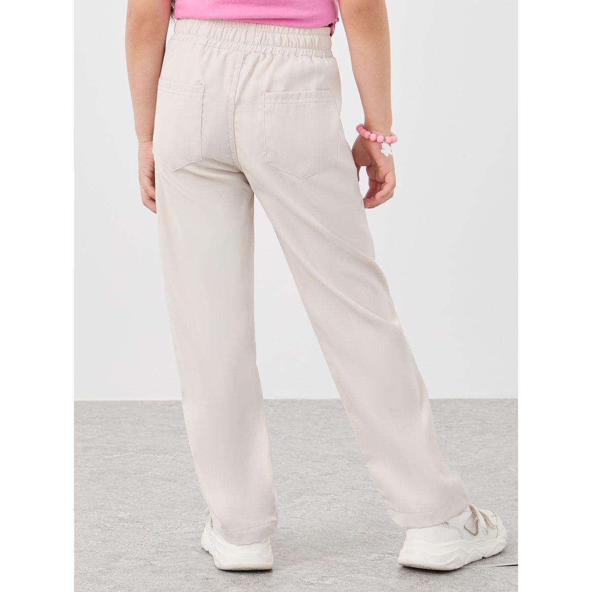 Styli Solid Twill Pants with Drawstring-girls-clothing-bottoms-trousers-image-4