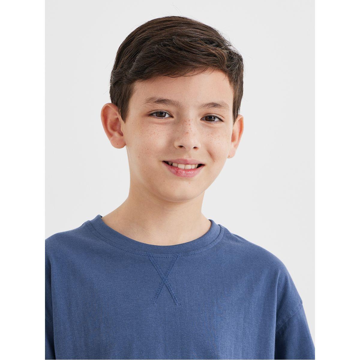 طقم منسق من شورت وتيشيرت قطني سادة-boys-clothing-nightwear-image-3
