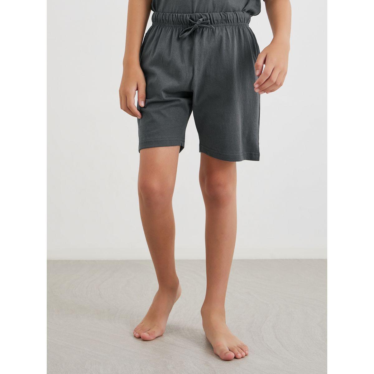 طقم منسق من شورت وتيشيرت قطني سادة-boys-clothing-nightwear-image-4