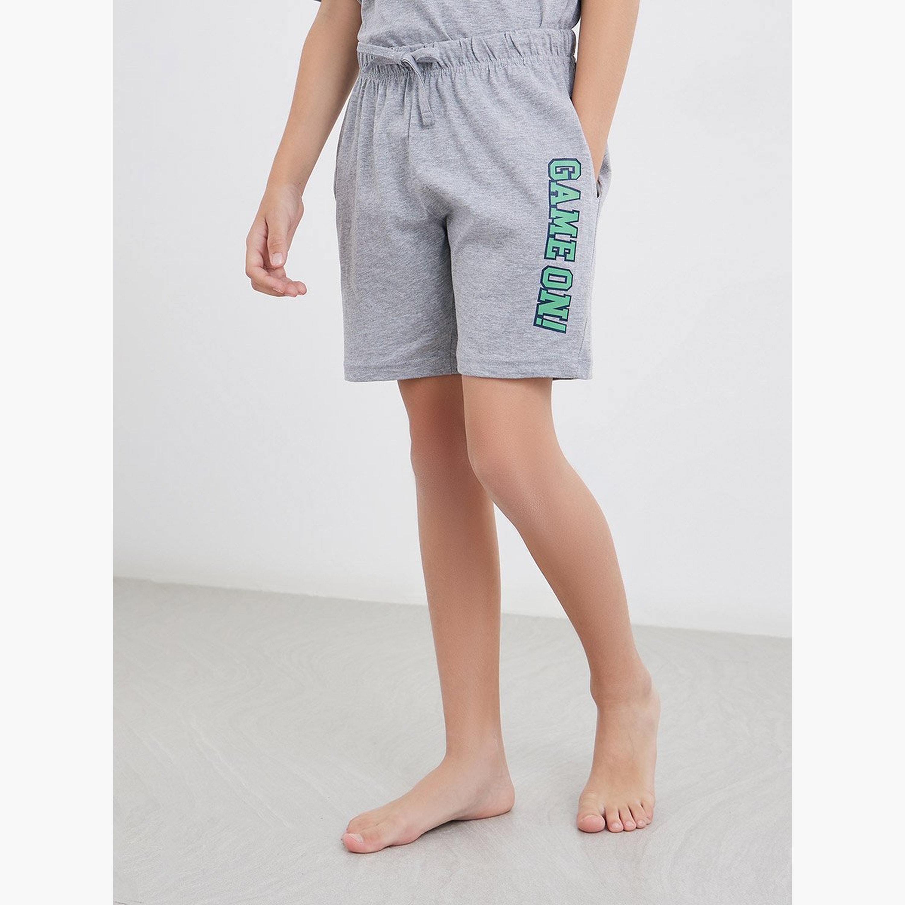 Styli Graphic Print Cotton T-Shirt and Shorts Set-boys-clothing-nightwear-image-5