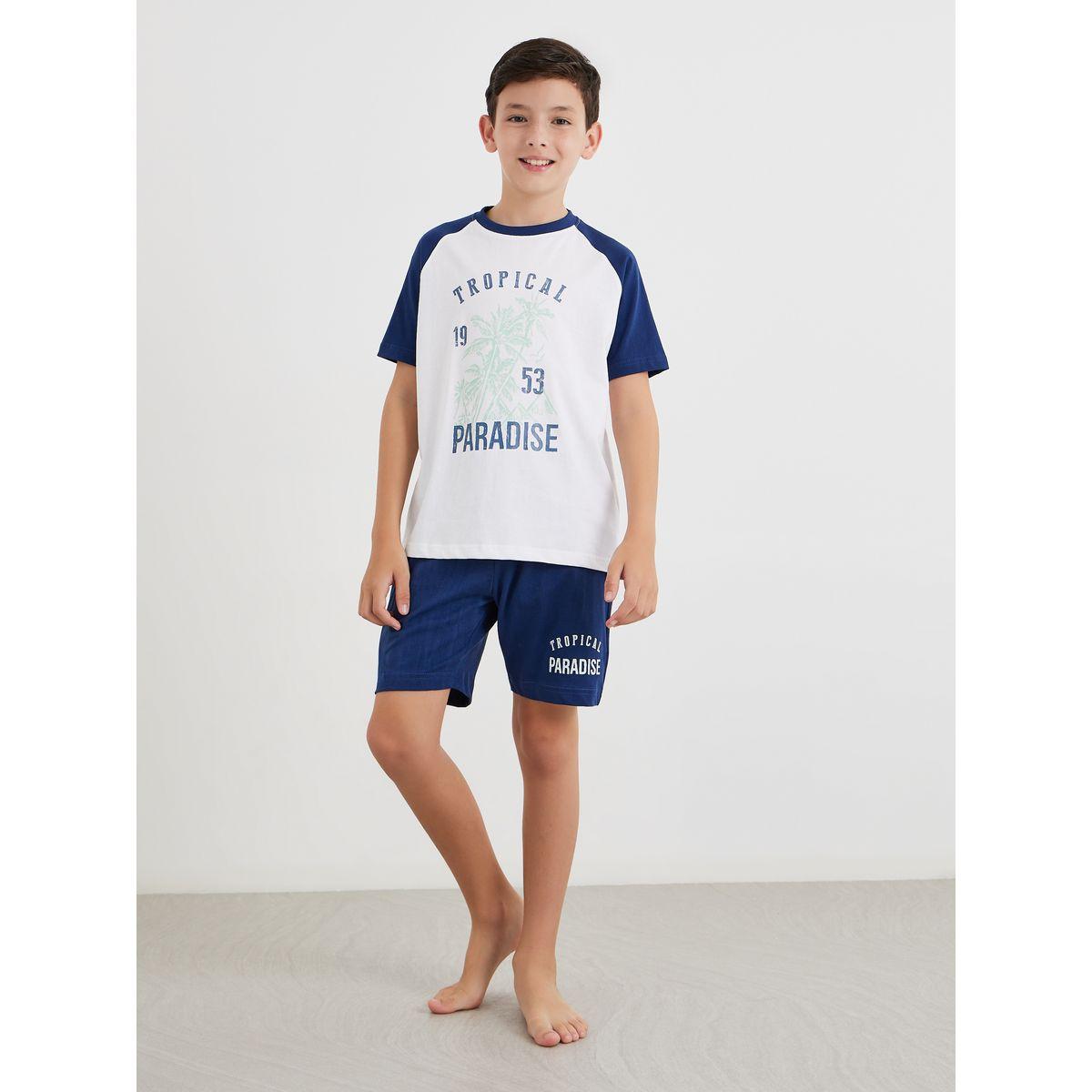 طقم منسق من شورت وتيشيرت مُطبع بأكمام ريجلان-boys-clothing-nightwear-image-1
