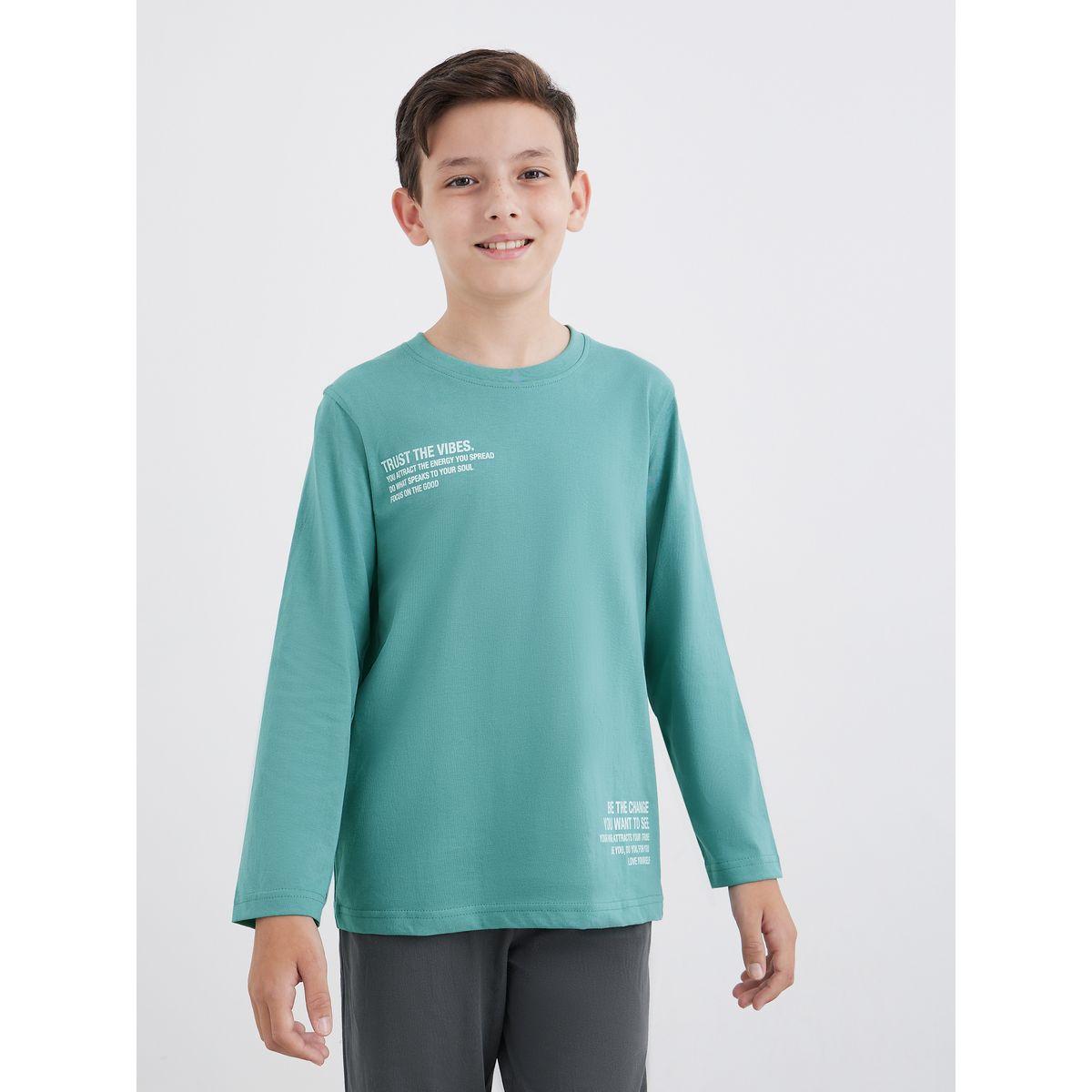 Styli Slogan Print Cotton T-Shirt and Pyjama Set-boys-clothing-nightwear-image-2