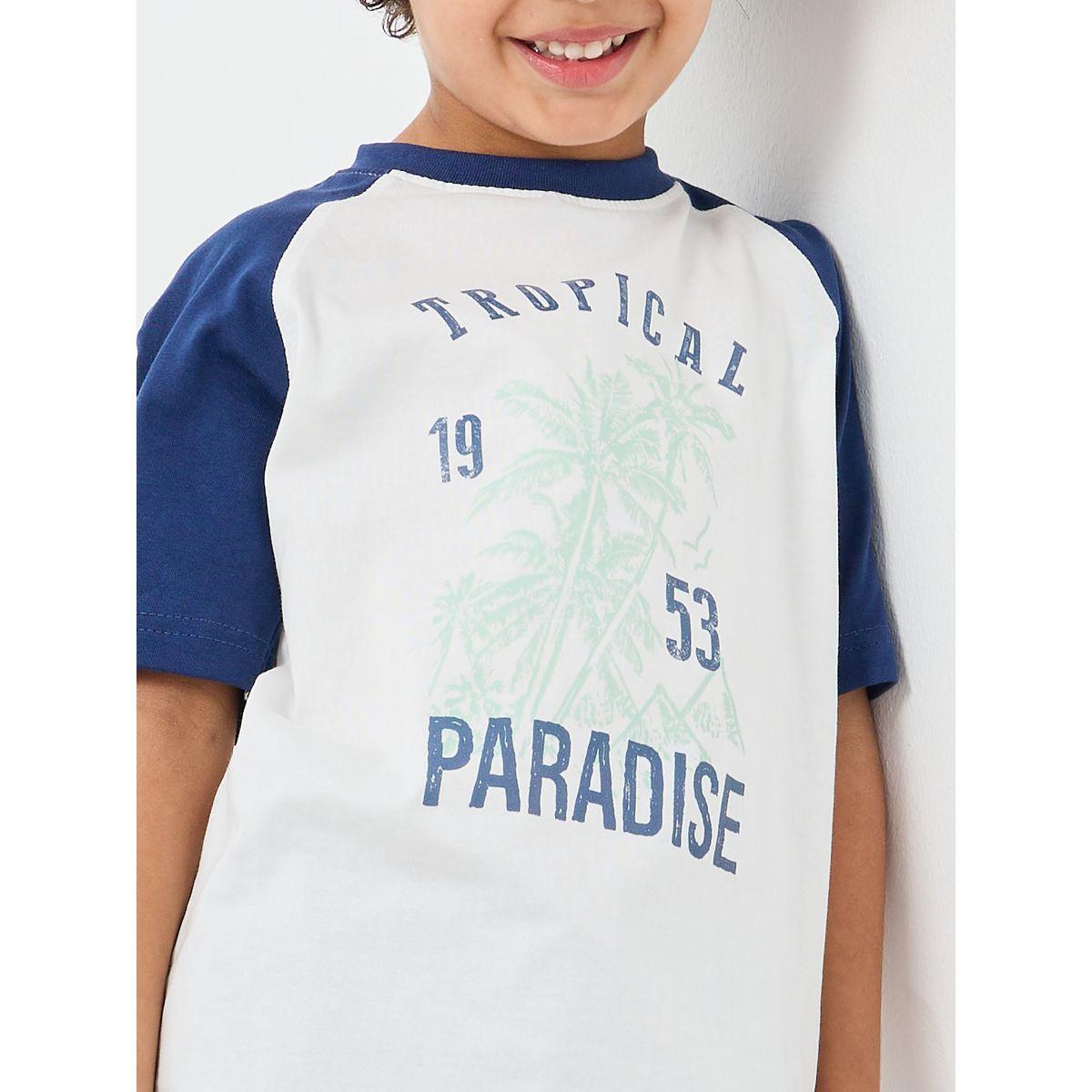 Styli Boys Slogan Print Short Sleeve T-Shirt and Shorts Set-boys-clothing-nightwear-image-2