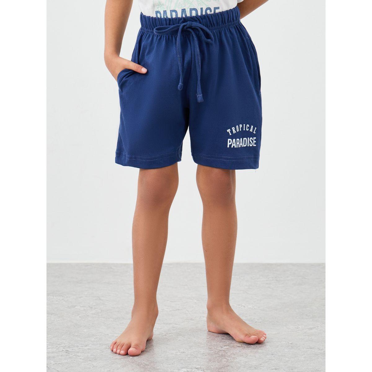 Styli Boys Slogan Print Short Sleeve T-Shirt and Shorts Set-boys-clothing-nightwear-image-4