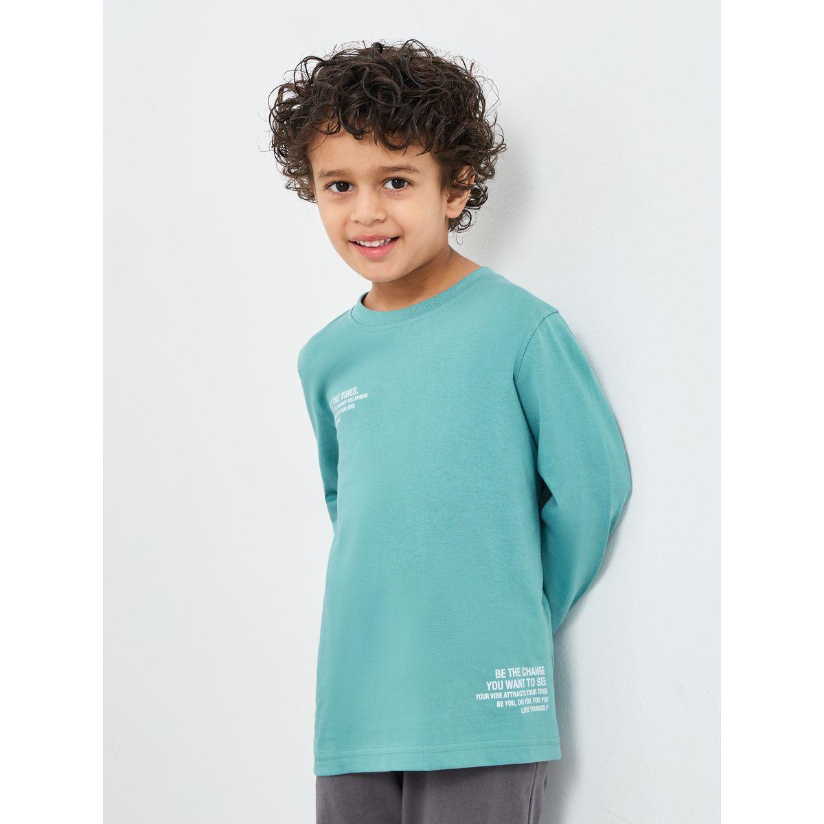 Styli Slogan Print Long Sleeves T-Shirt and Pyjama Set-boys-clothing-nightwear-image-3