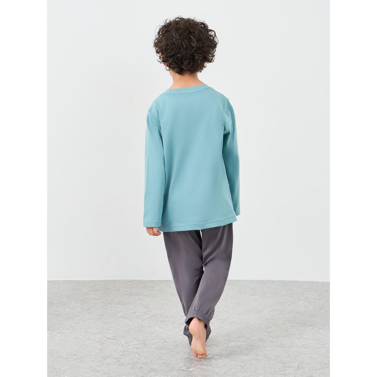 Styli Slogan Print Long Sleeves T-Shirt and Pyjama Set-boys-clothing-nightwear-image-5