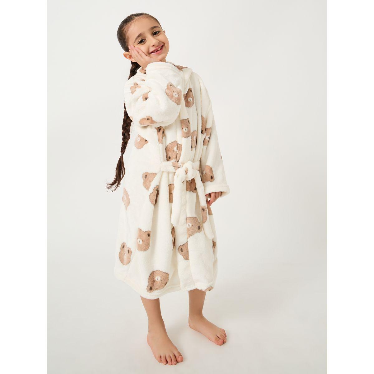 روب مطبع بطبعة دب مع ياقة هودي-girls-clothing-nightwear-image-1