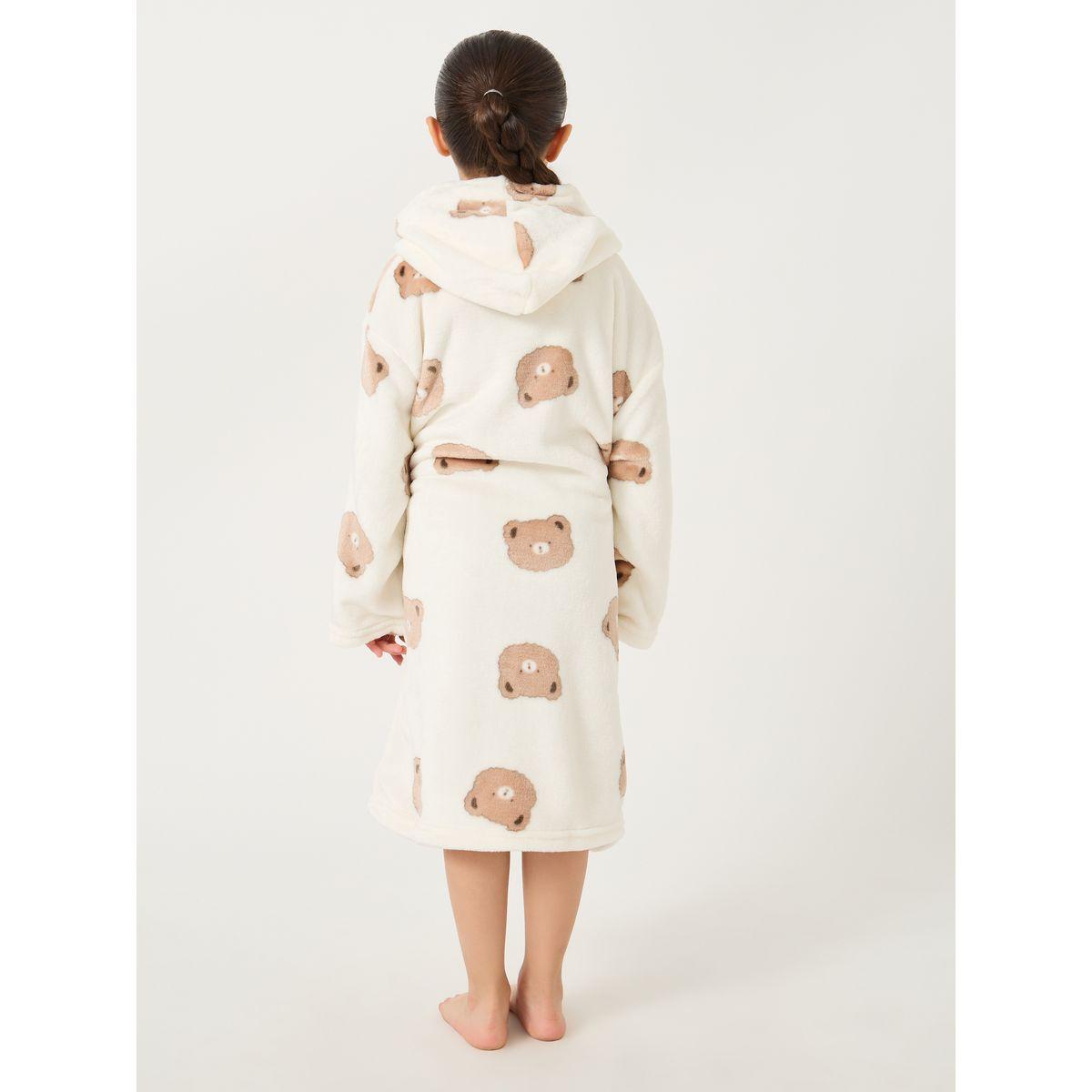 روب مطبع بطبعة دب مع ياقة هودي-girls-clothing-nightwear-image-4